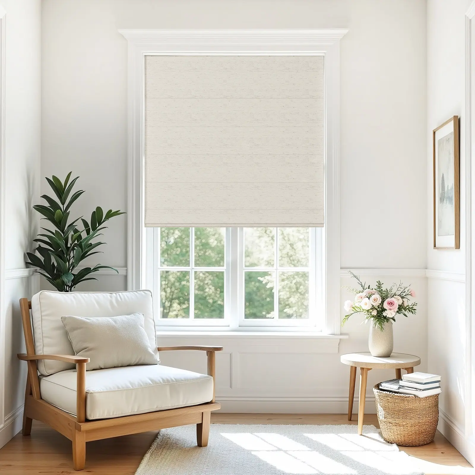 Alvin Motorized Linen Blackout Roman Shade - Image 4