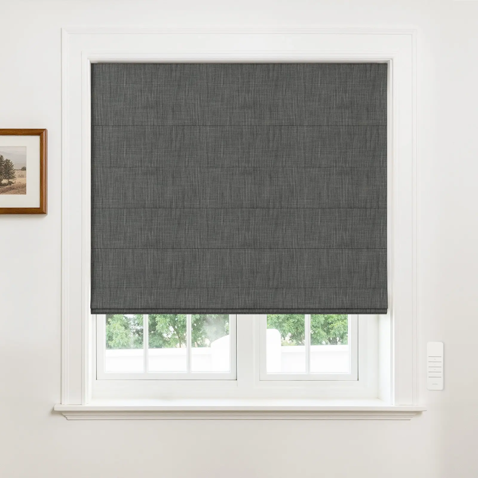 Alvin Motorized Linen Blackout Roman Shade - Image 6