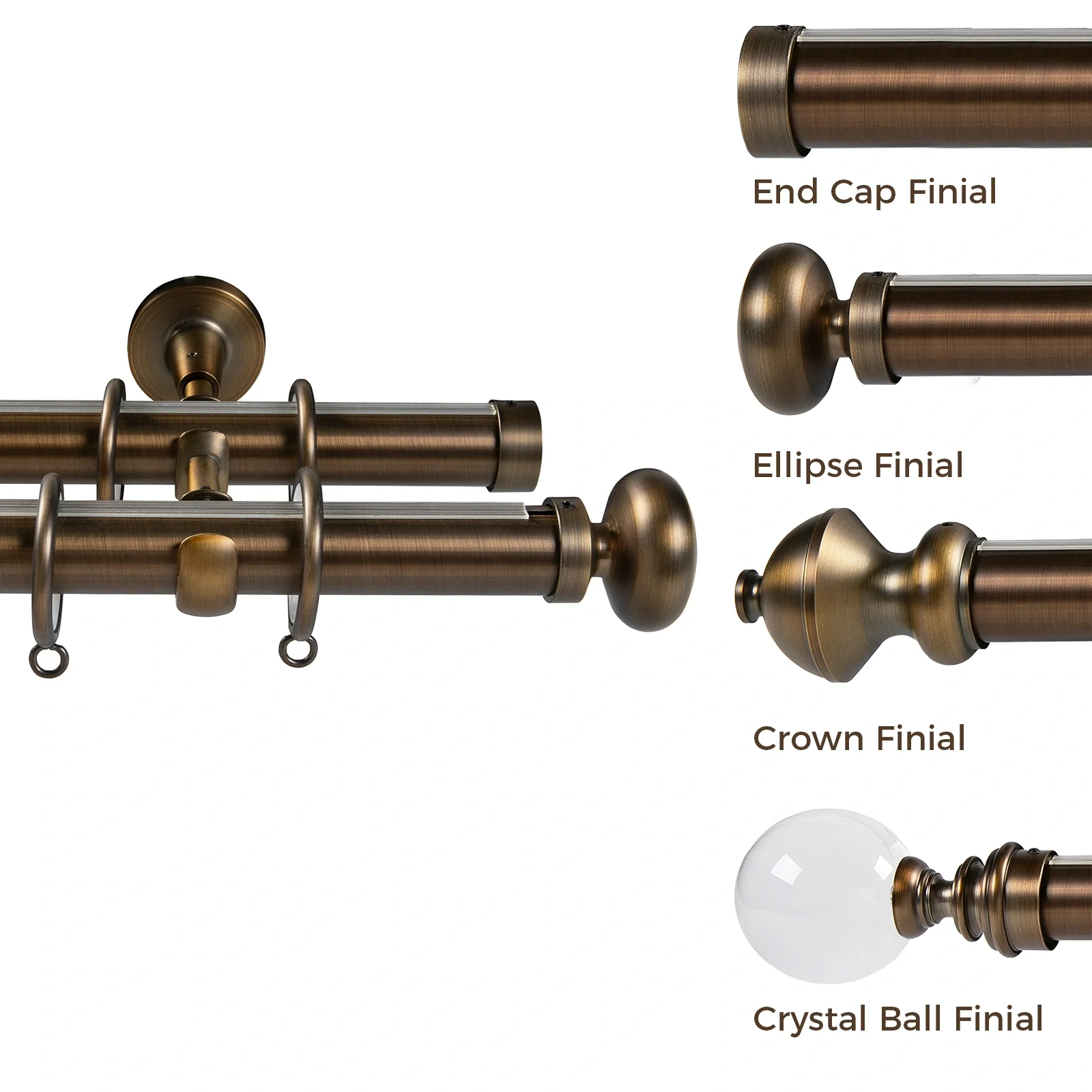 Arno Double Decorative Curtain Rod with Rings - Image 4