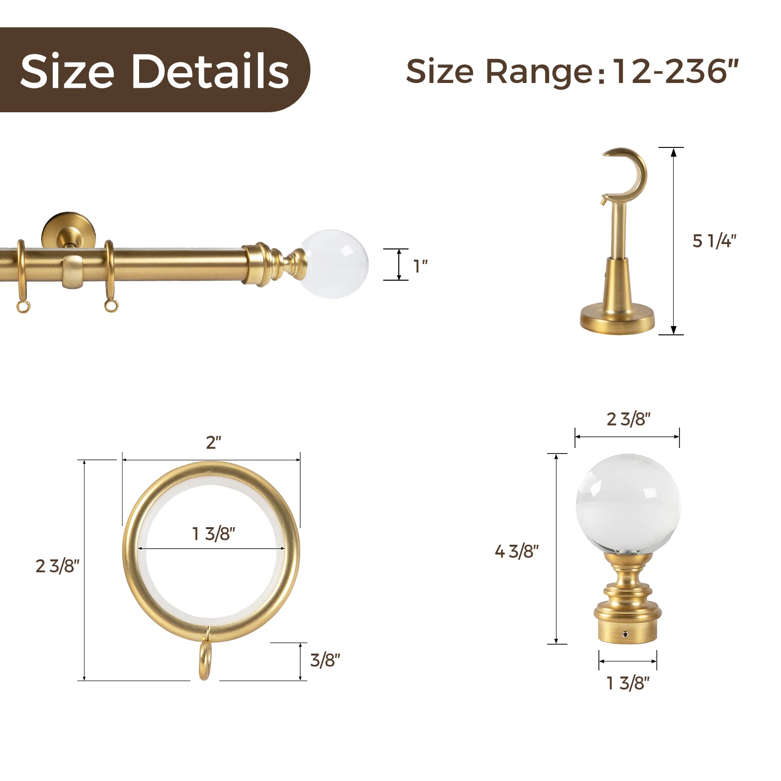Arno Single Decorative Curtain Rod with Rings - Image 6