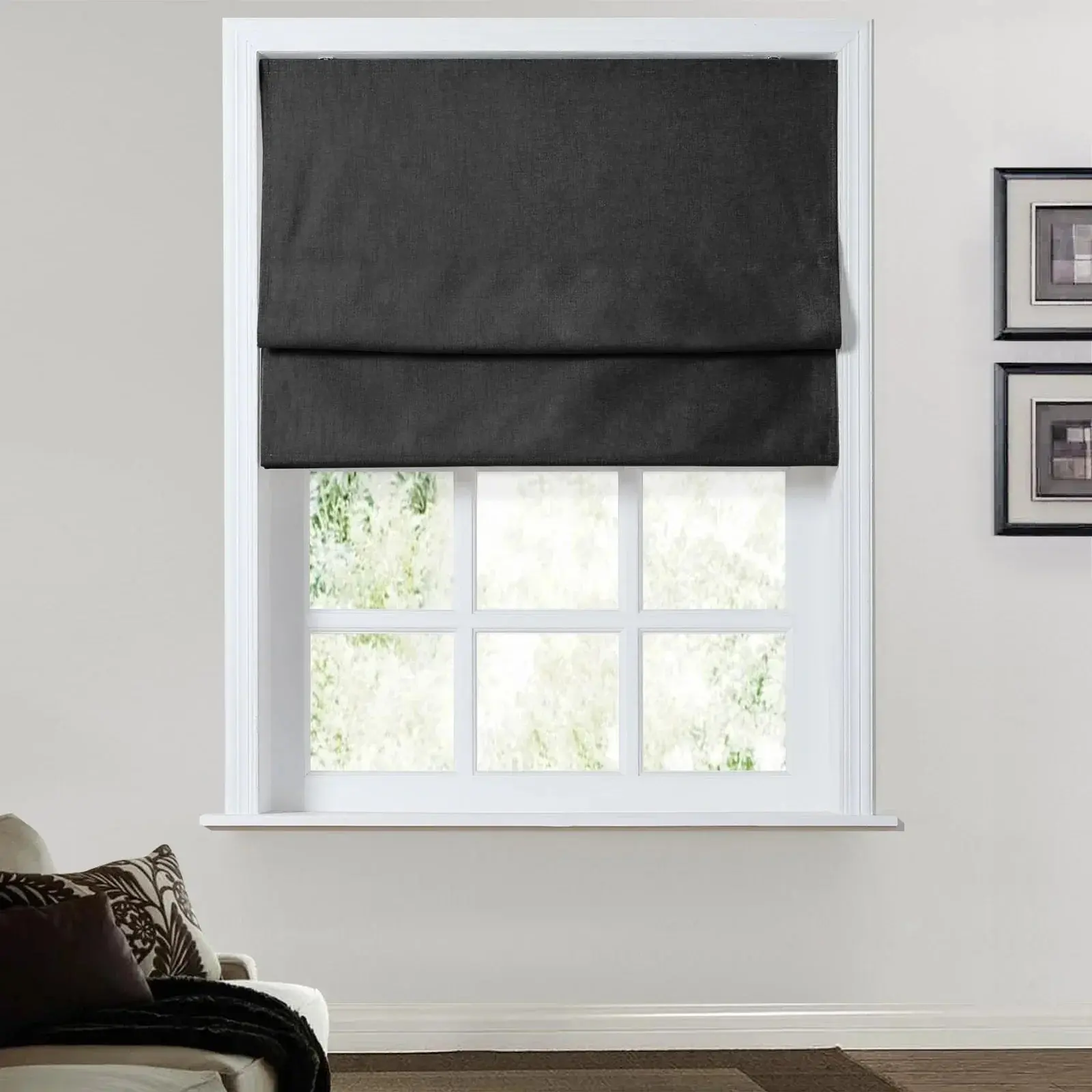 TWOPAGES Birkin Velvet Roman Shade Cordless - Wooden Headrail - Image 15