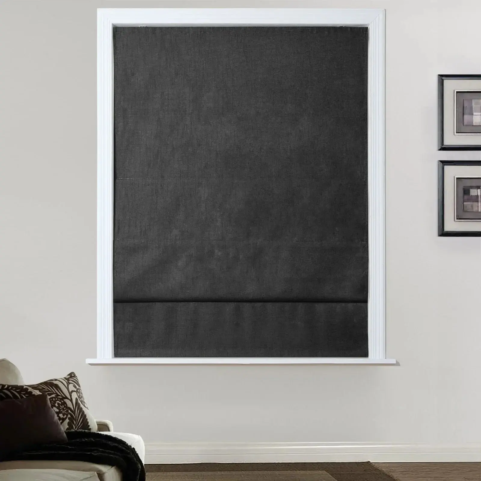 TWOPAGES Birkin Velvet Roman Shade Cordless - Wooden Headrail - Image 19