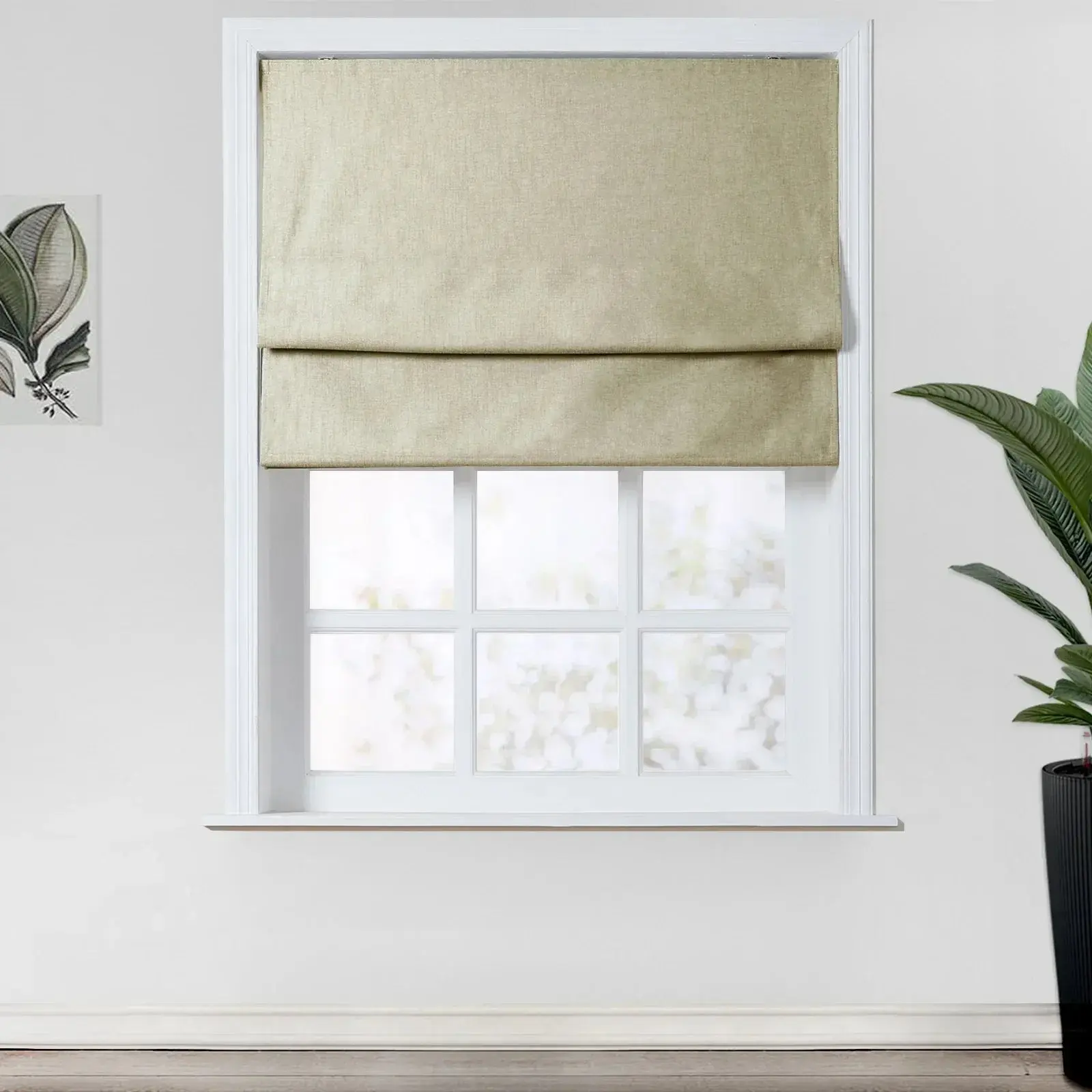 TWOPAGES Birkin Velvet Roman Shade Cordless - Wooden Headrail - Image 5