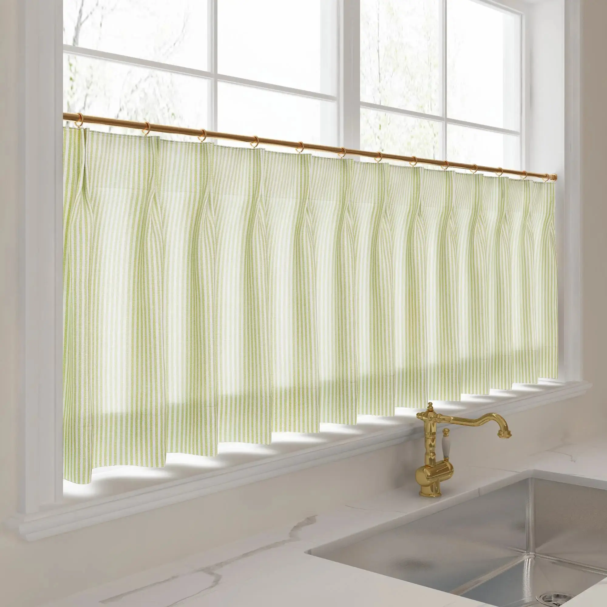 Celia Striped Plaid Cafe Curtain - Image 26