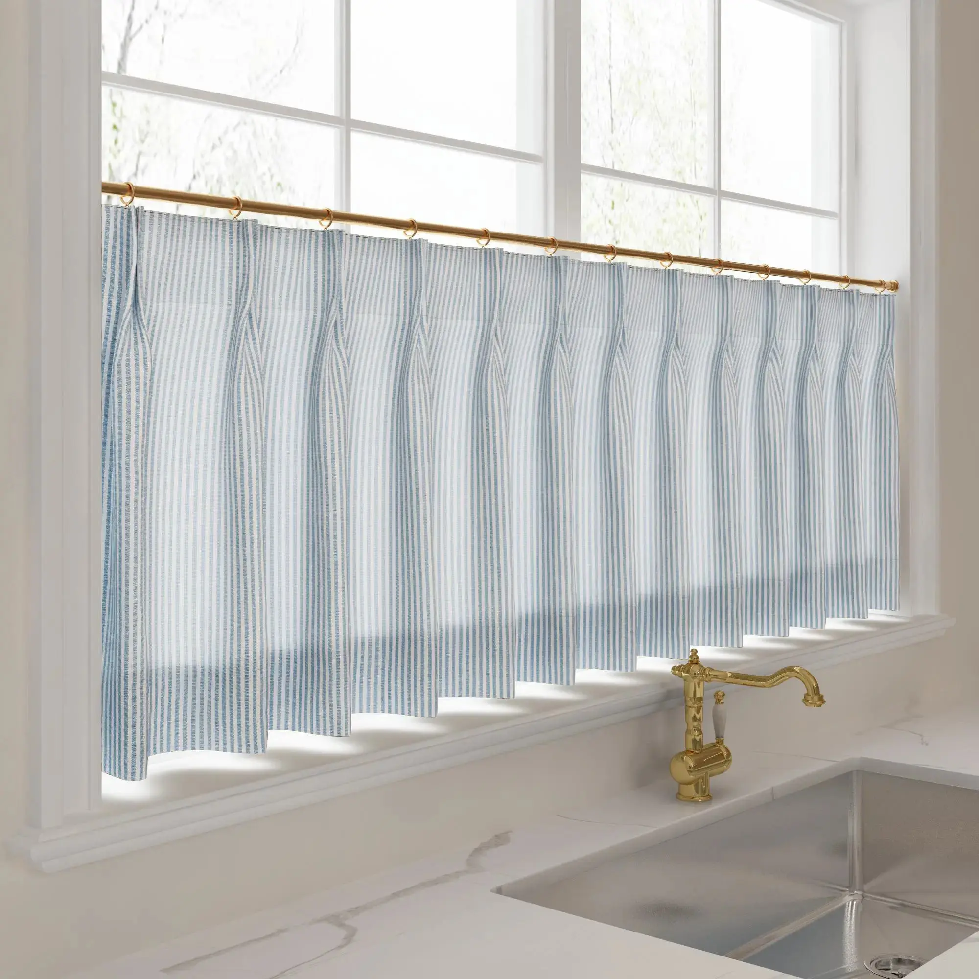Celia Striped Plaid Cafe Curtain - Image 47