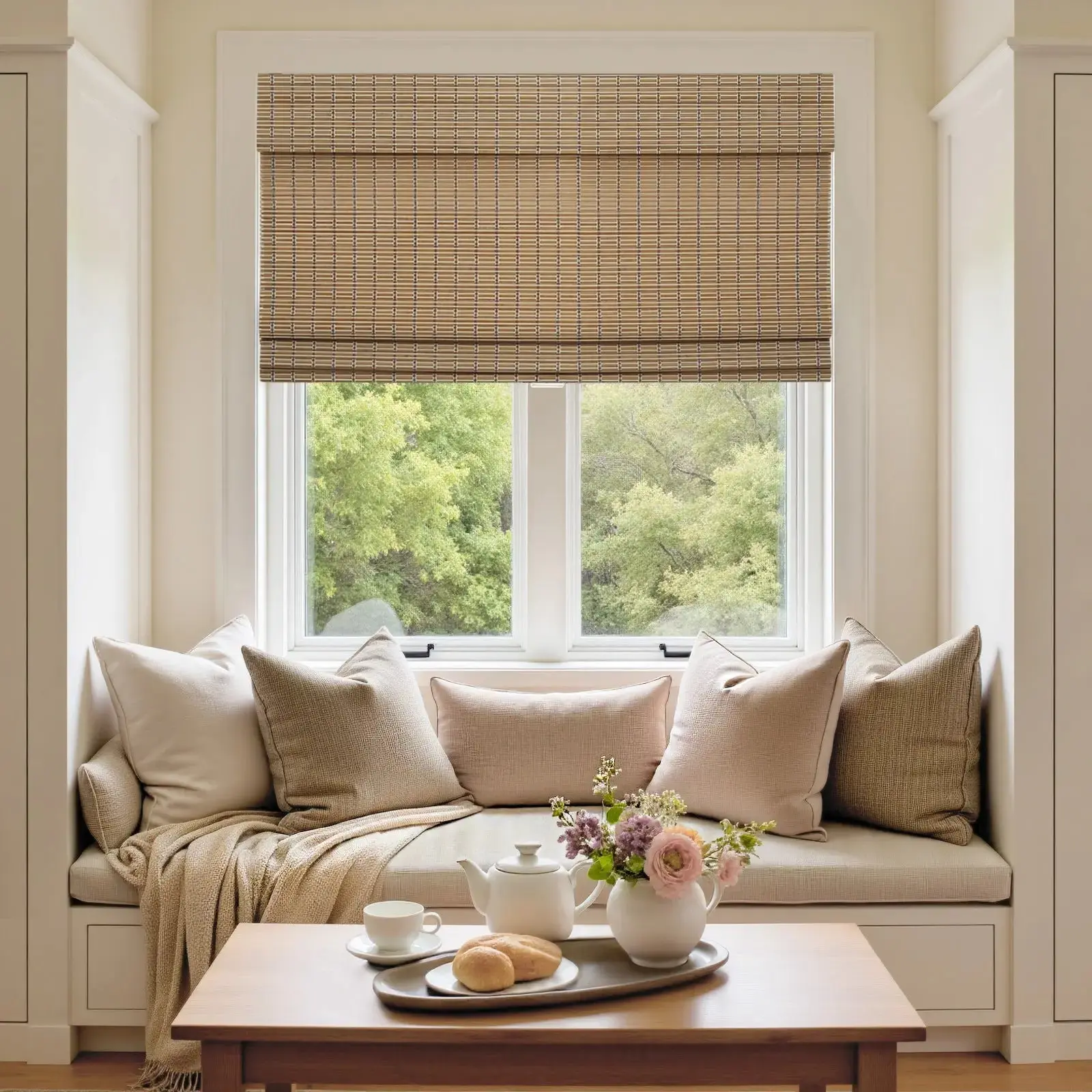 Custom No-Drill Bamboo Woven Shade Cordless - Image 18