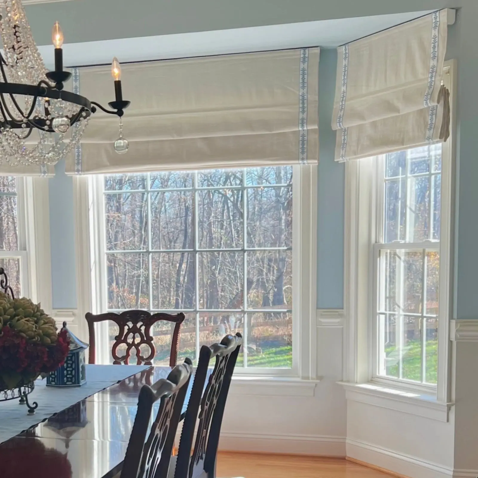 Custom Roman Shade with Trim Border Cordless - Image 11