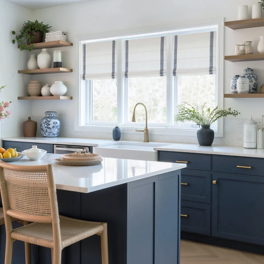 Custom Roman Shade with Trim Border Cordless - Image 13