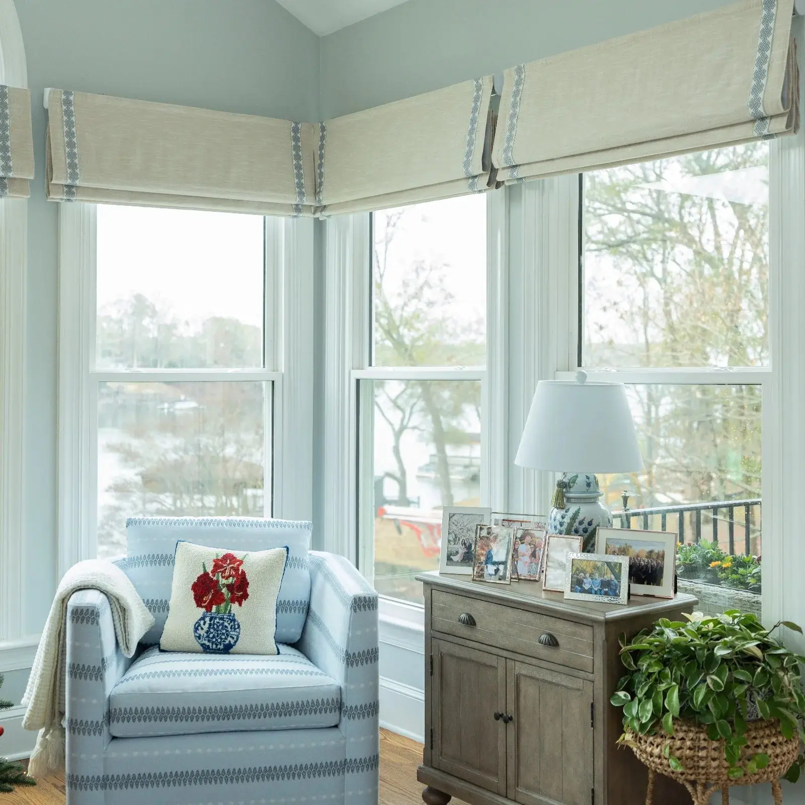 Custom Roman Shade with Trim Border Cordless - Image 14