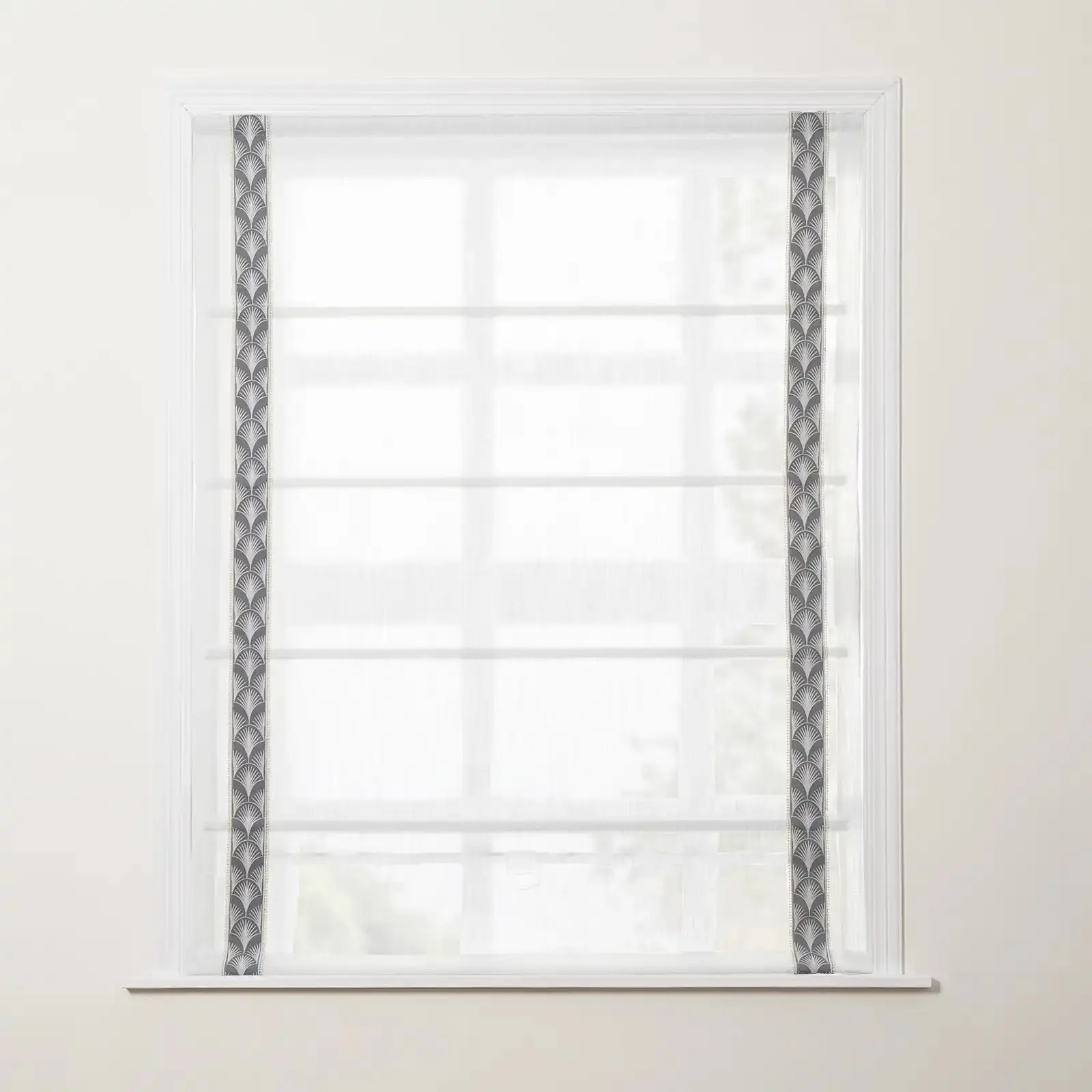 Custom Roman Shade with Trim Border Cordless - Image 25