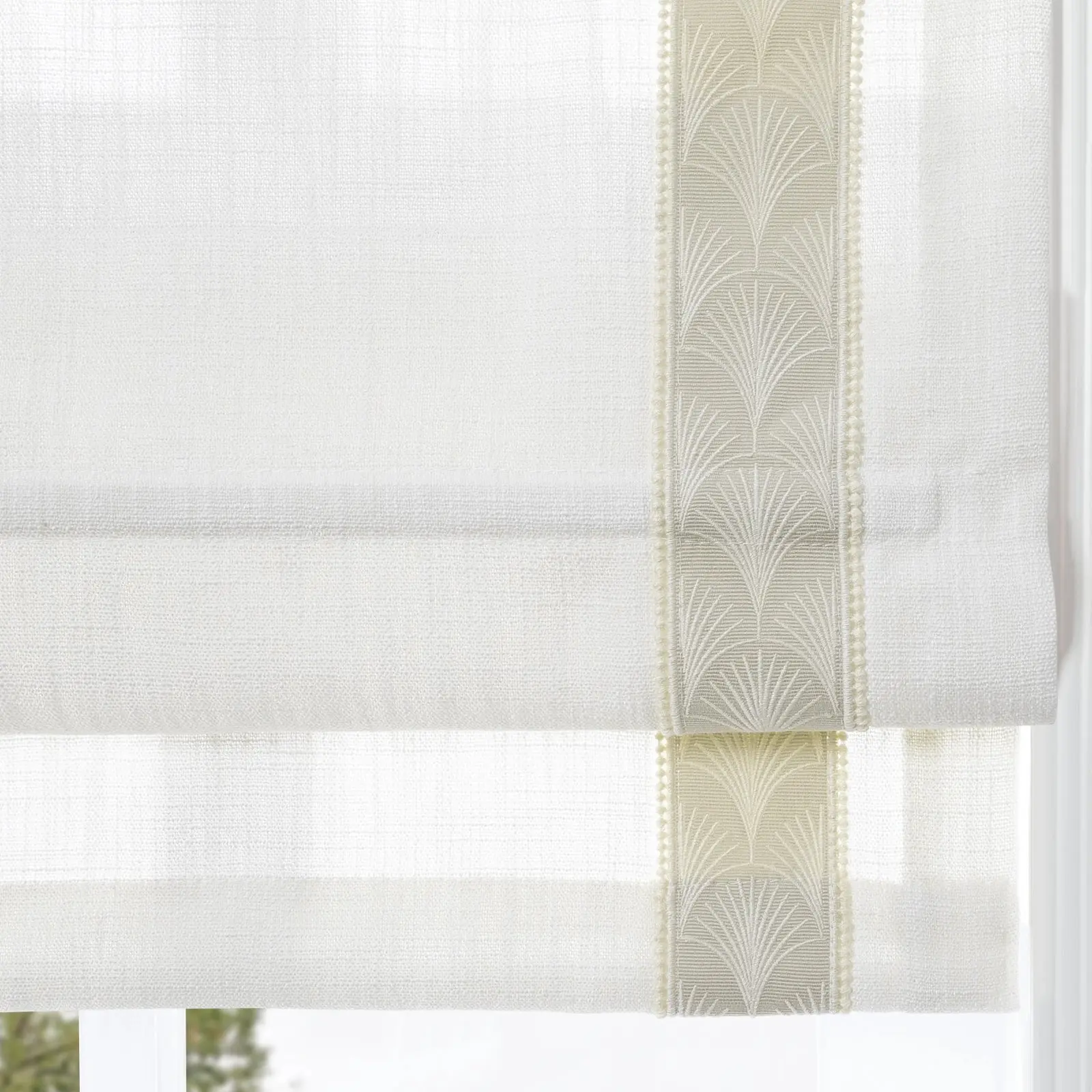 Custom Roman Shade with Trim Border Cordless - Image 47