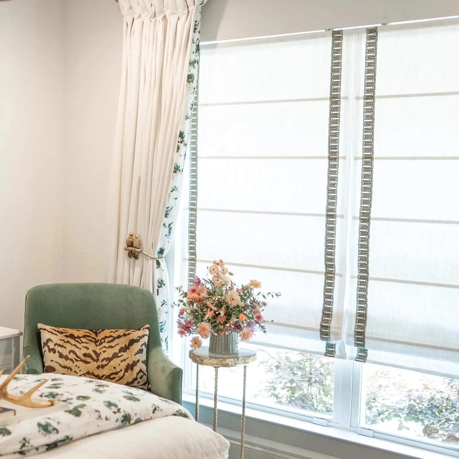 Custom Roman Shade with Trim Border Cordless - Image 69