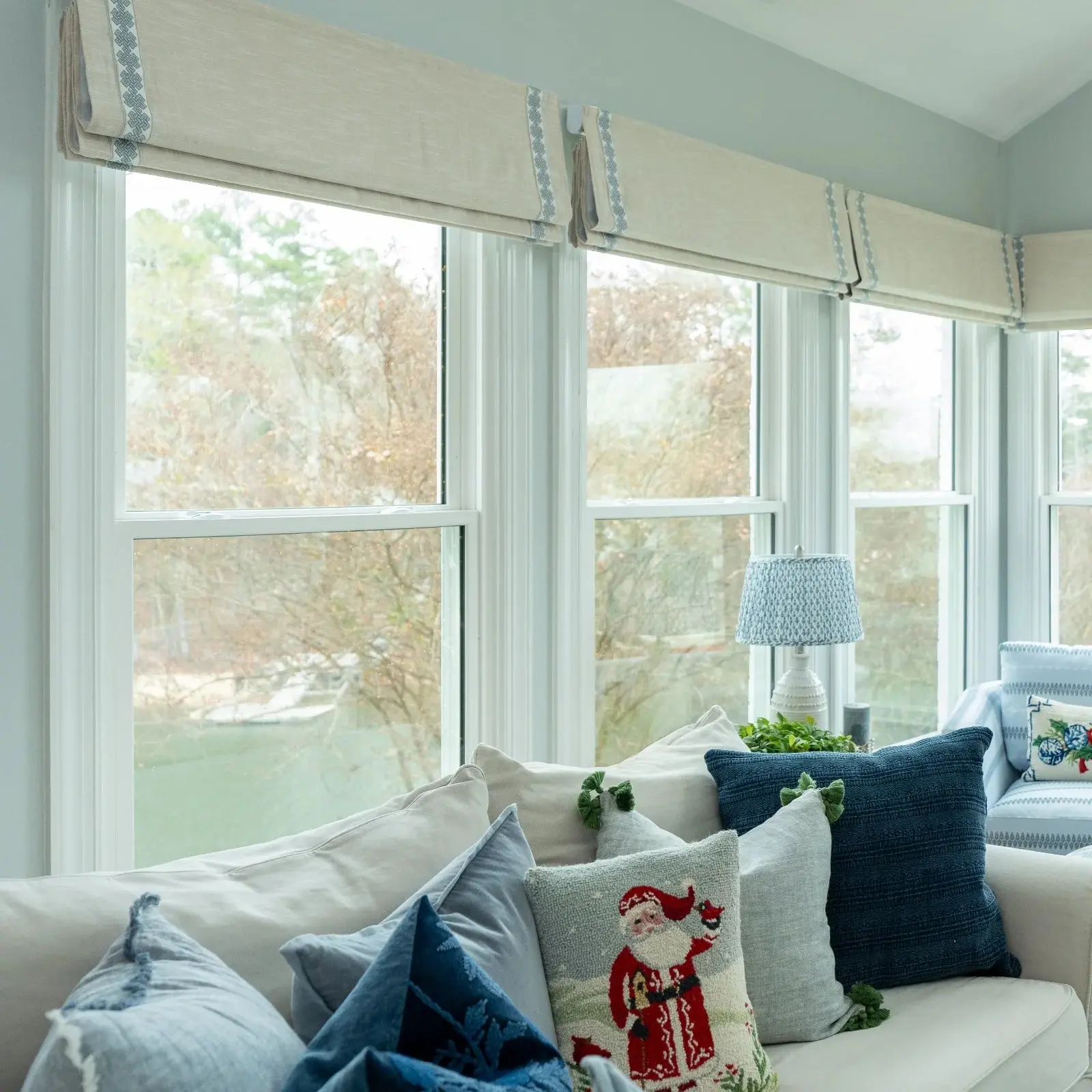 Custom Roman Shade with Trim Border Cordless - Image 9