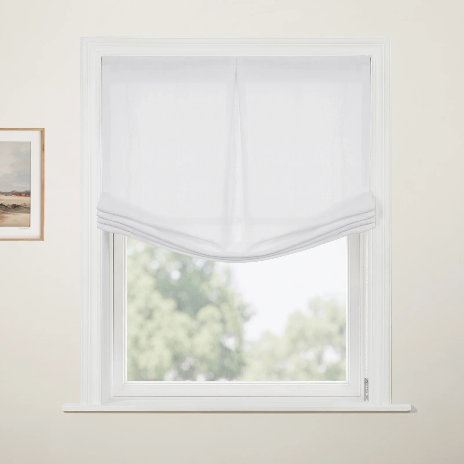 Custom Relaxed Roman Shade with Center Pleat Cord Lift - Image 4