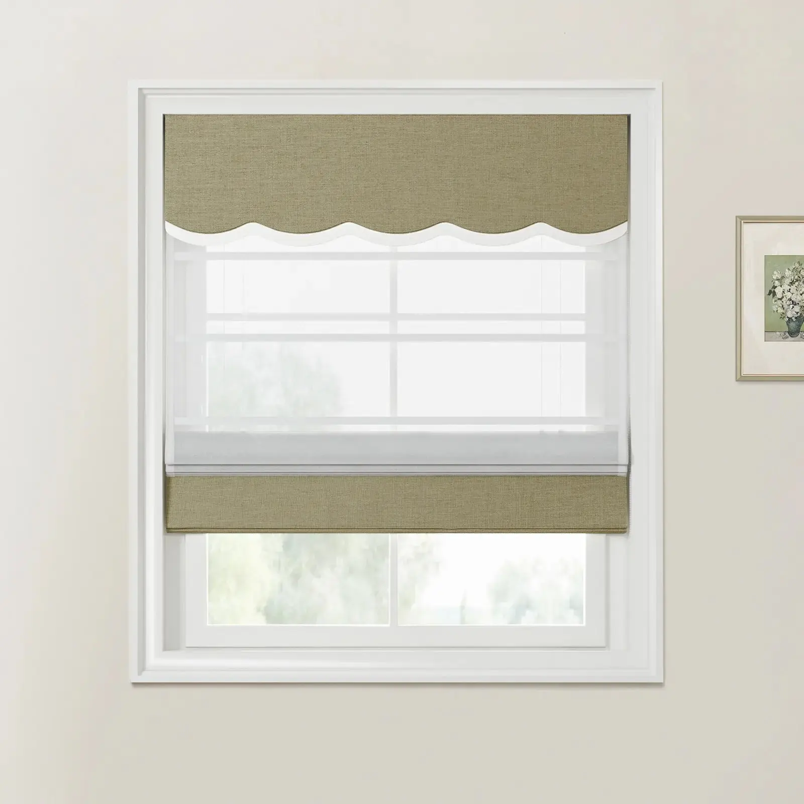 Custom Valanced Day Night Roman Shade Cord Lift - Image 21