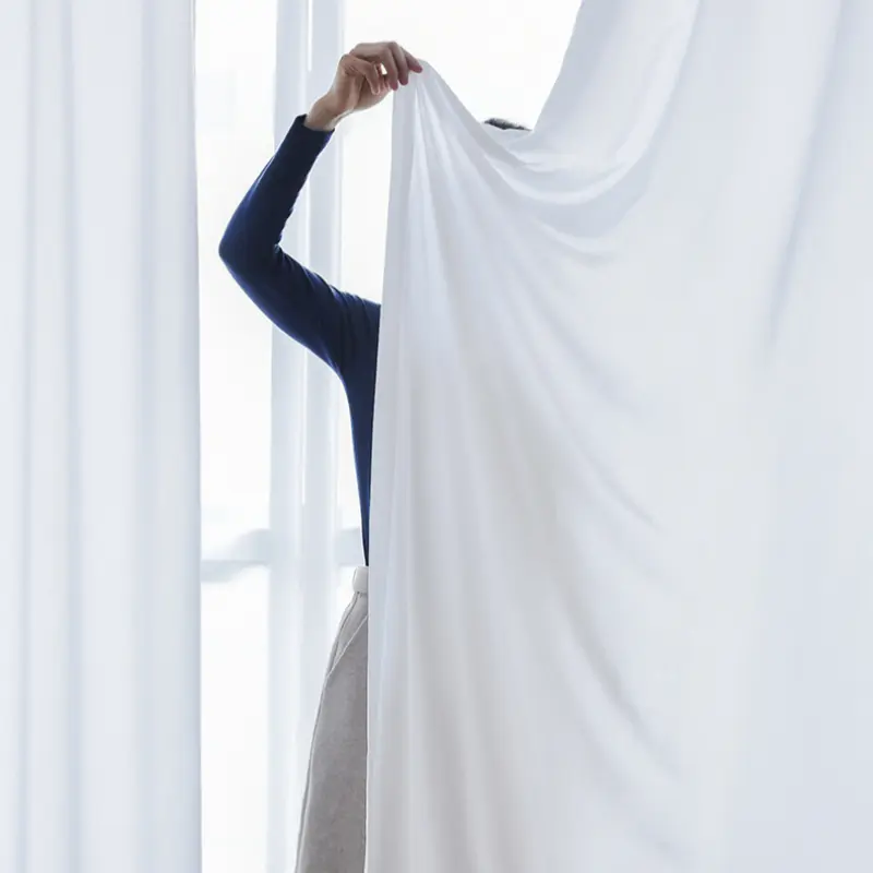 Florida Embossed White Semi Sheer Curtain Pleated - Image 10