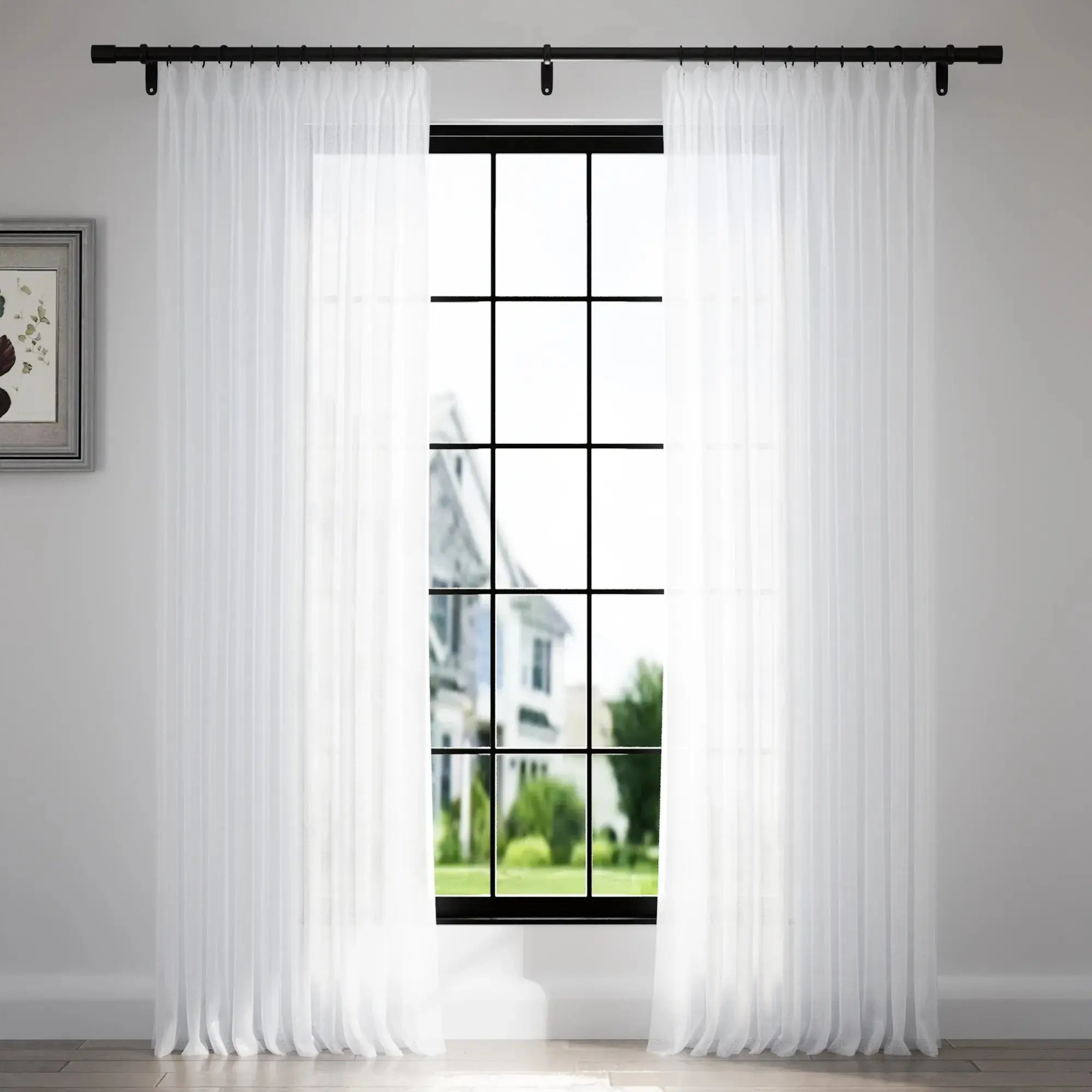 Florida Embossed White Semi Sheer Curtain Pleated - Image 18