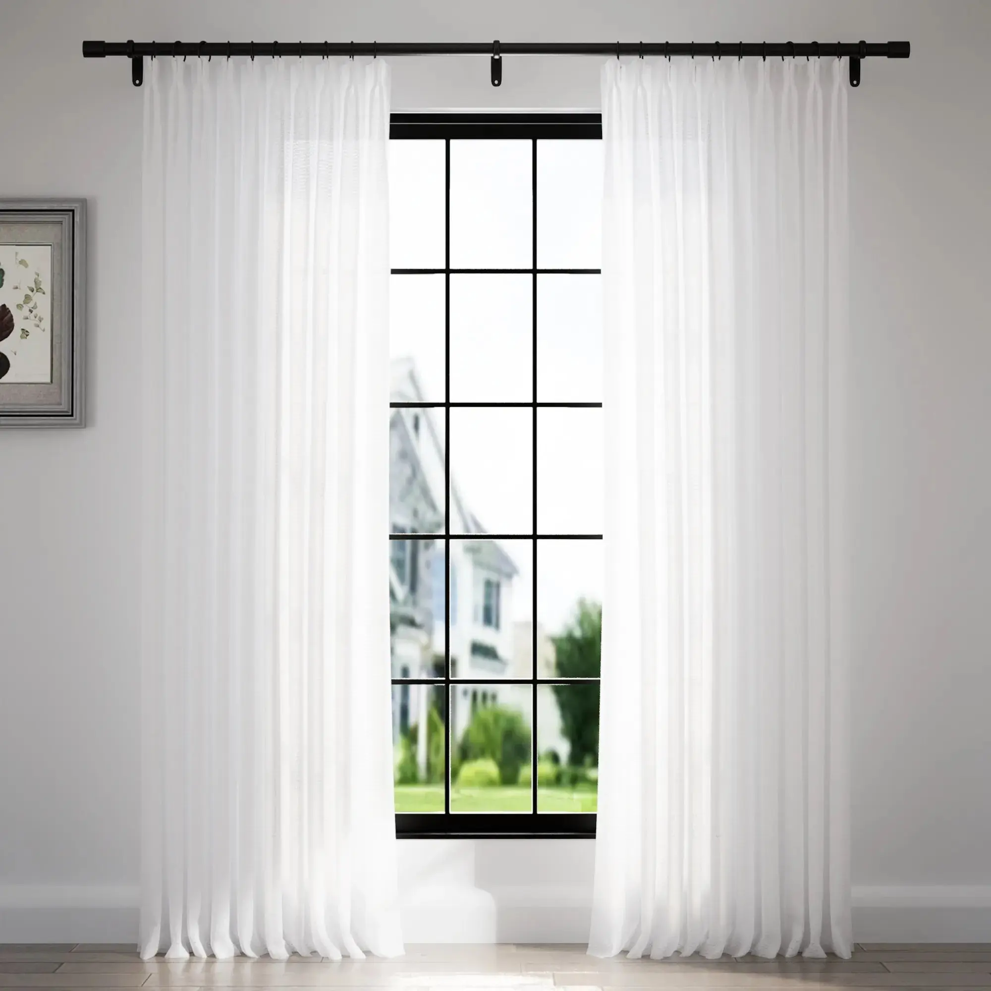 Florida Embossed White Semi Sheer Curtain Pleated - Image 20