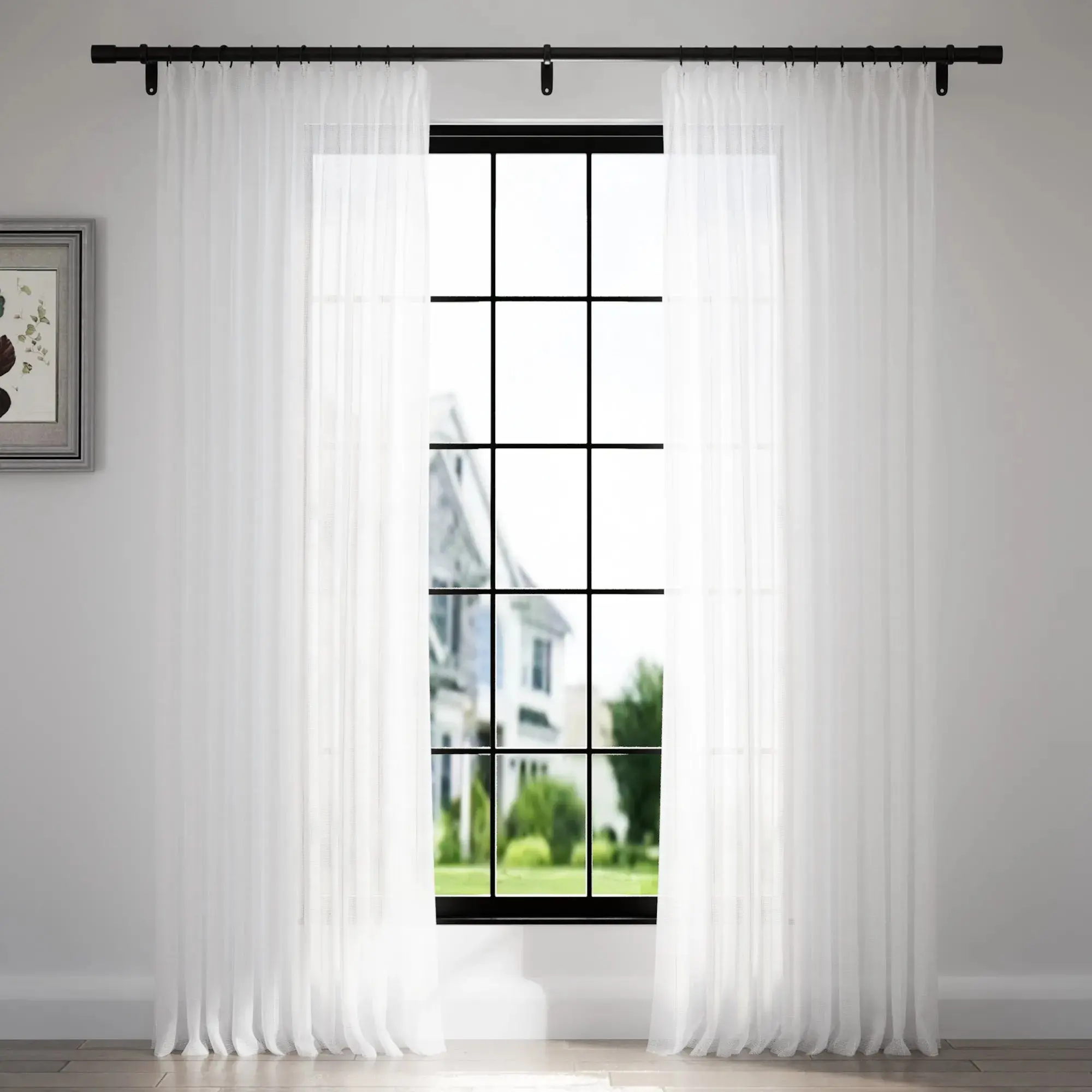 Florida Embossed White Semi Sheer Curtain Pleated - Image 21