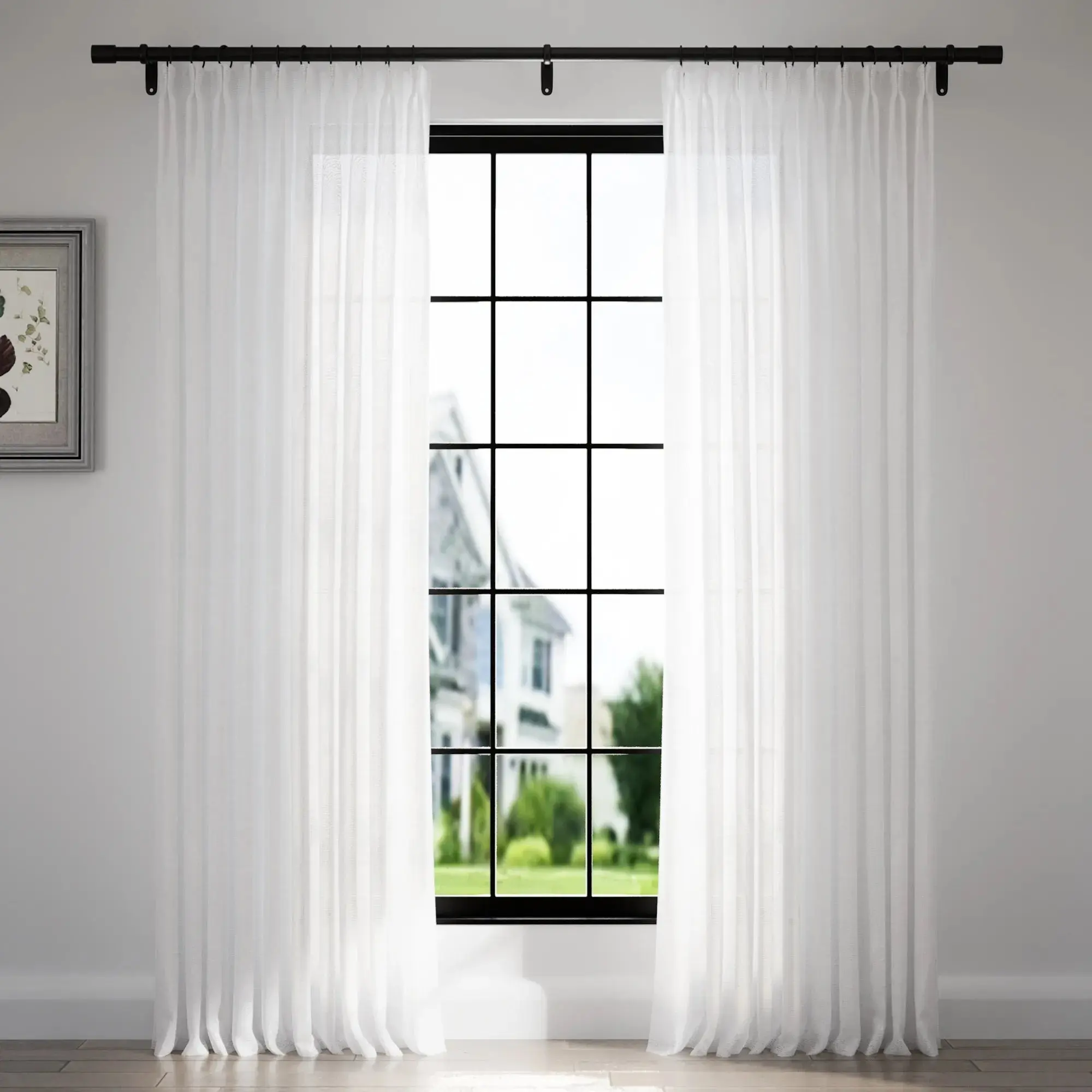 Florida Embossed White Semi Sheer Curtain Pleated - Image 22