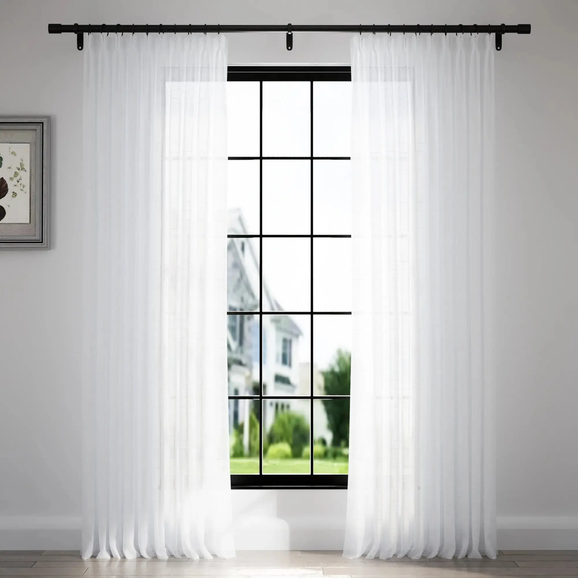 Florida Embossed White Semi Sheer Curtain Pleated - Image 23
