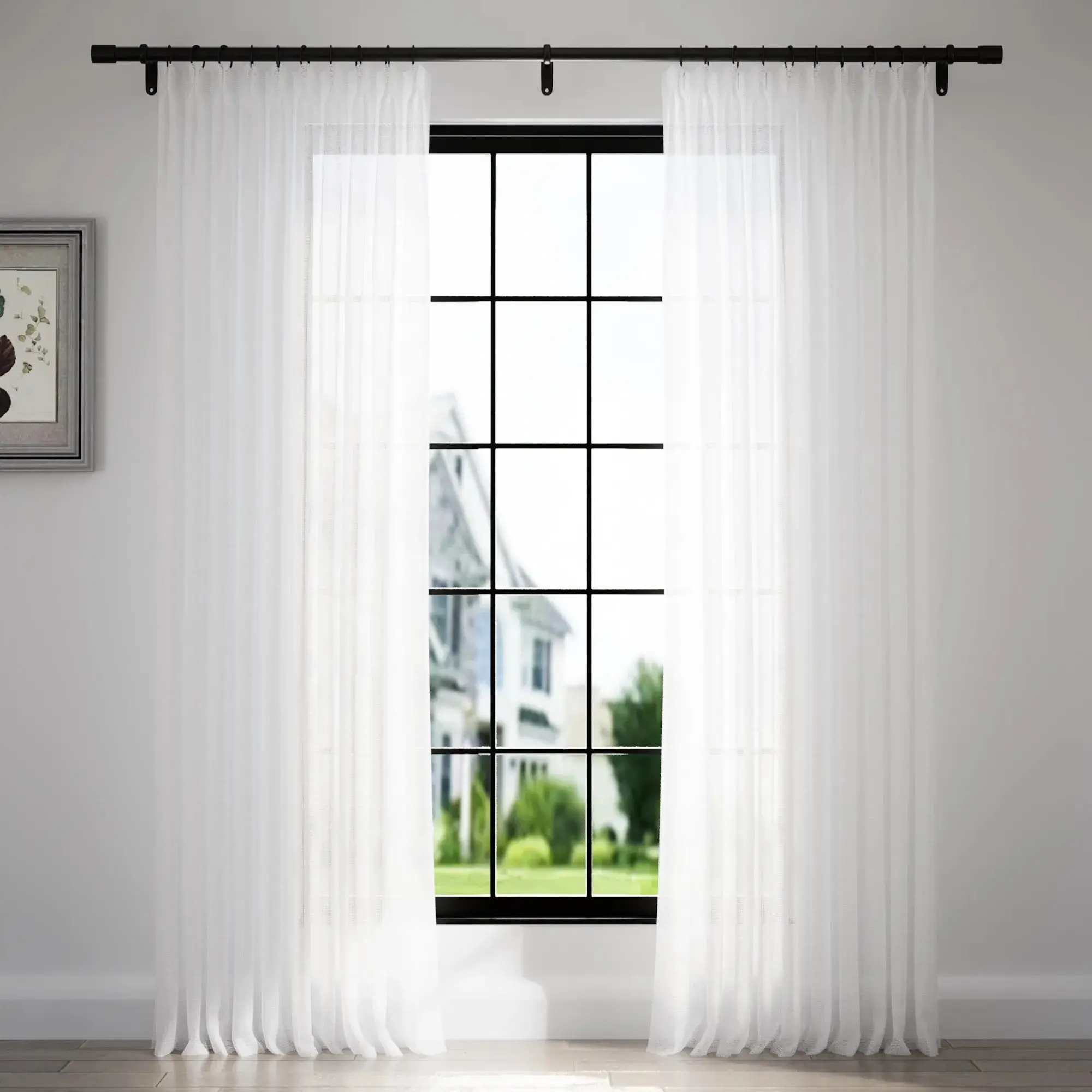 Florida Embossed White Semi Sheer Curtain Pleated - Image 27