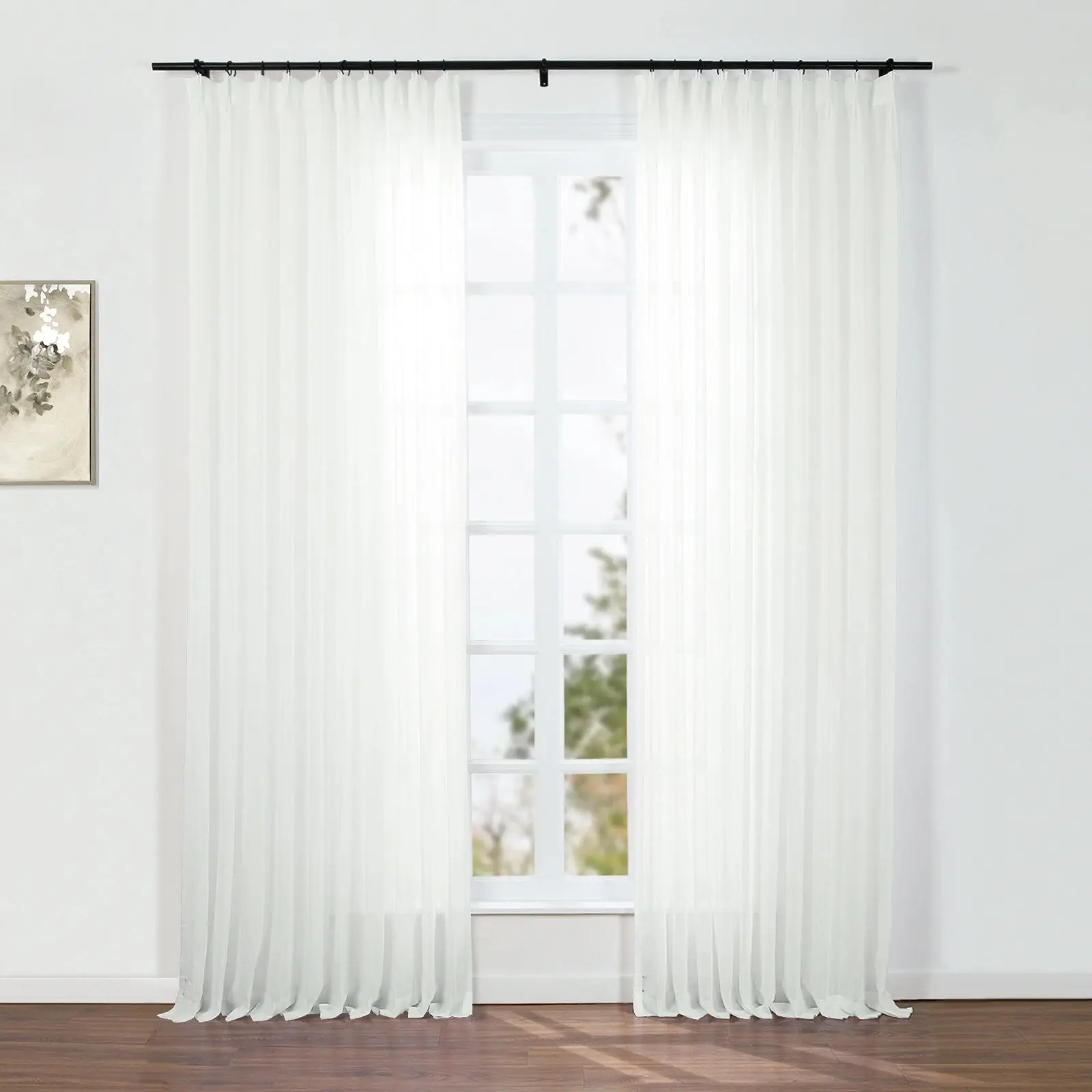 Florida Embossed White Semi Sheer Curtain Pleated - Image 31