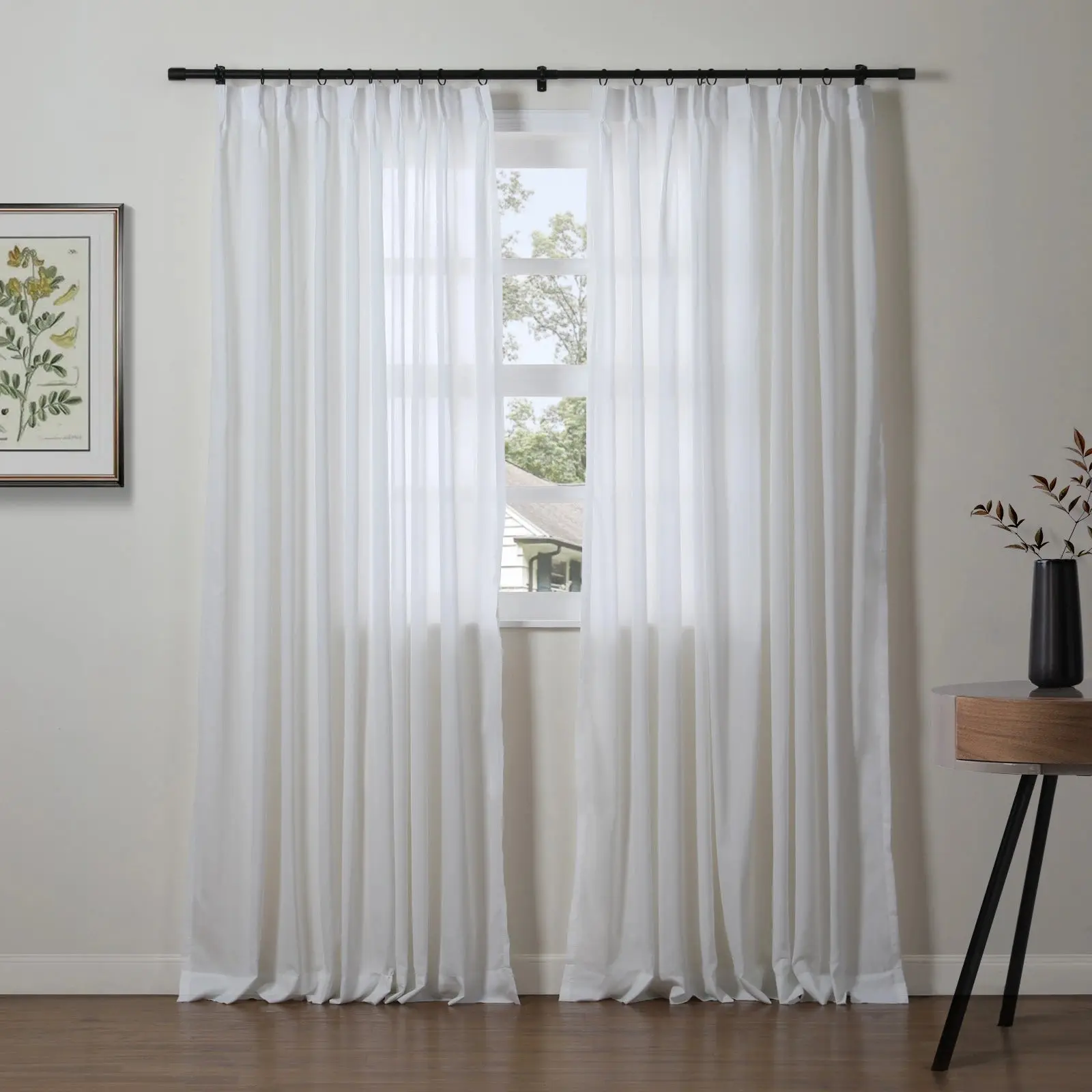 Florida Embossed White Semi Sheer Curtain Pleated - Image 33