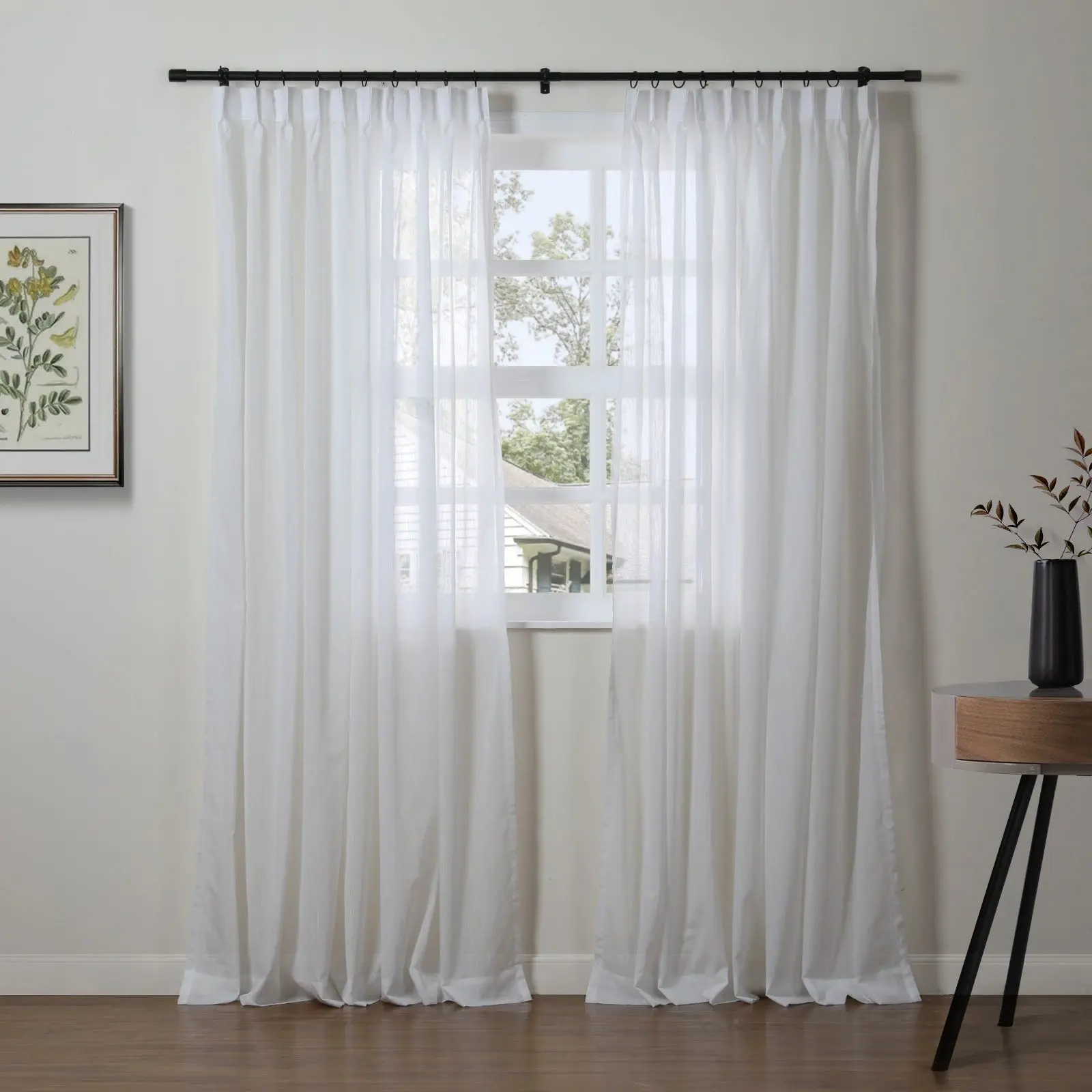 Florida Embossed White Semi Sheer Curtain Pleated - Image 34