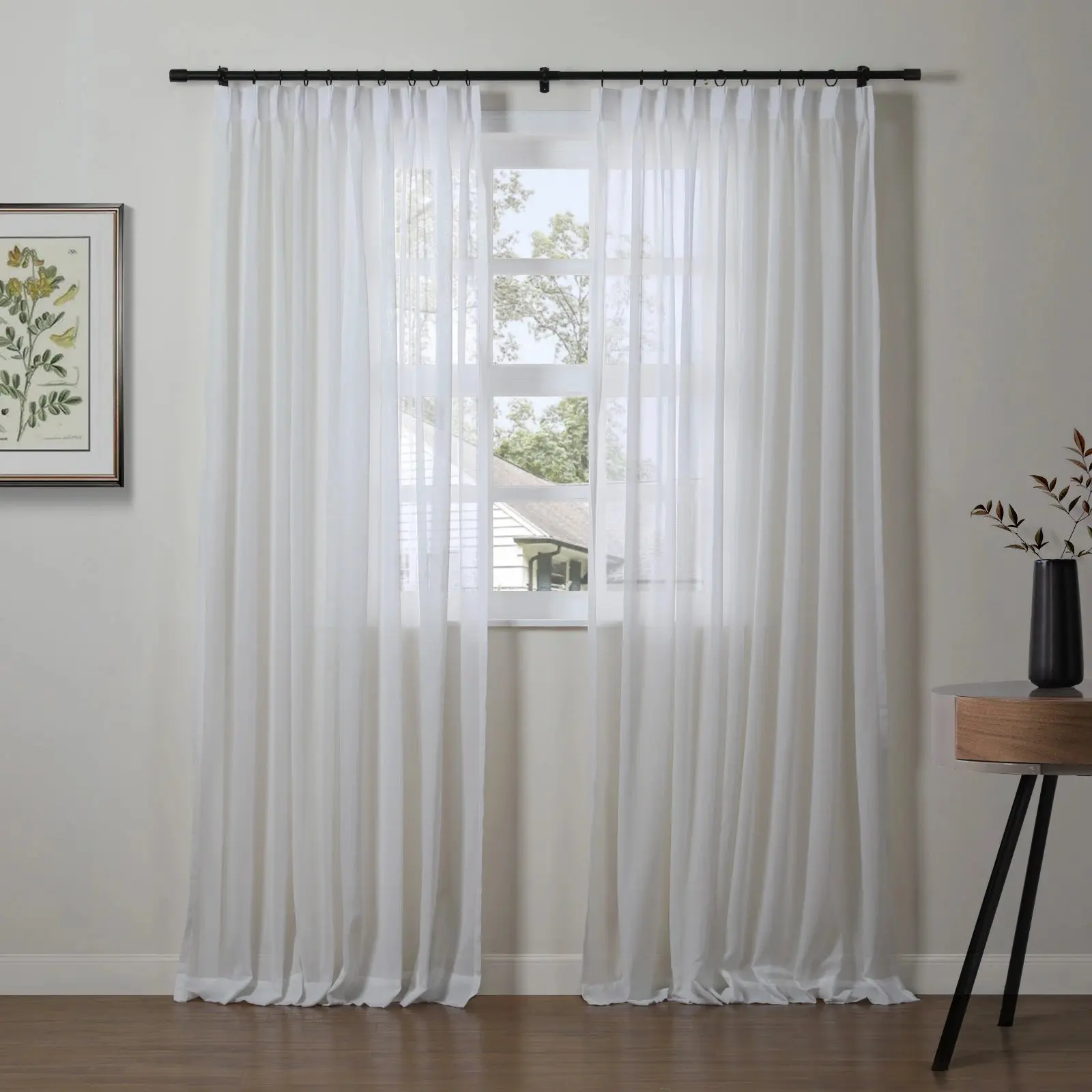 Florida Embossed White Semi Sheer Curtain Pleated - Image 36