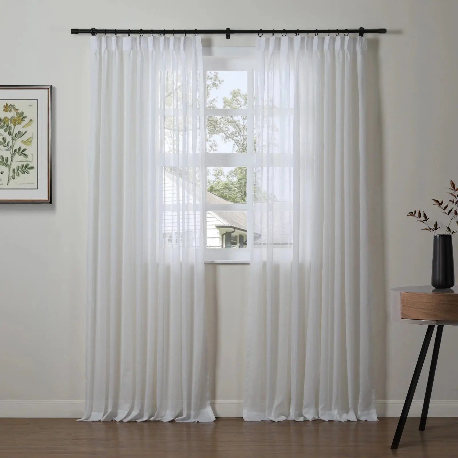 Florida Embossed White Semi Sheer Curtain Pleated - Image 38