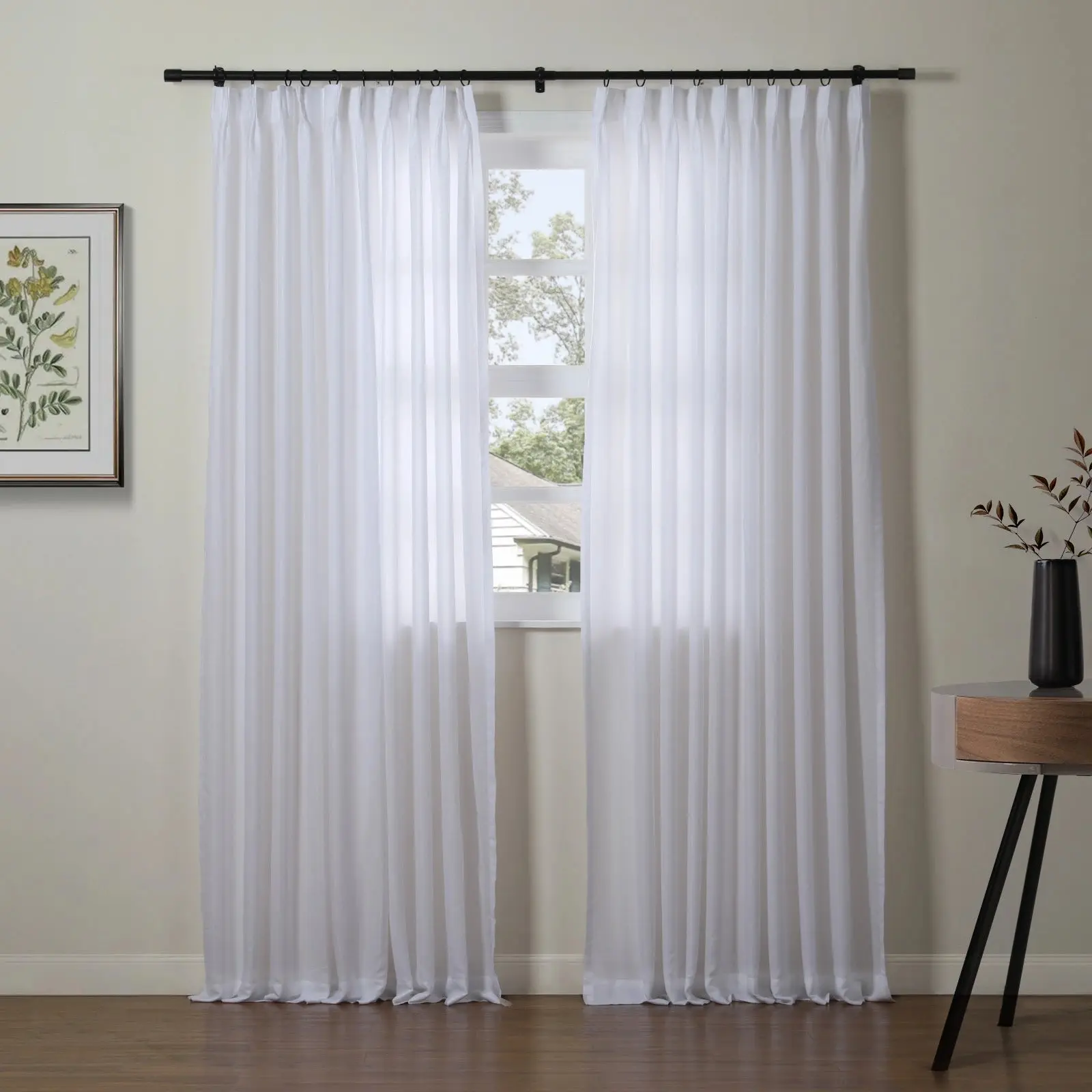 Florida Embossed White Semi Sheer Curtain Pleated - Image 39