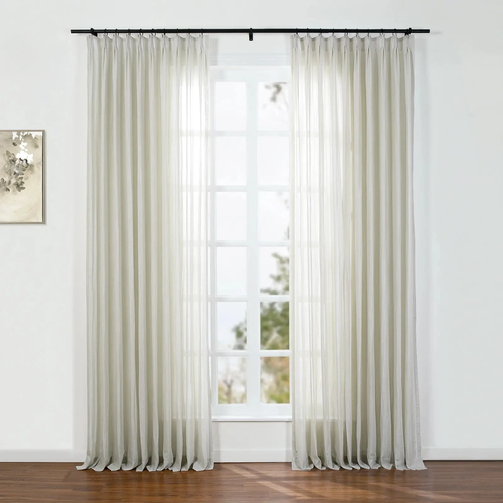 Florida Embossed White Semi Sheer Curtain Pleated - Image 4