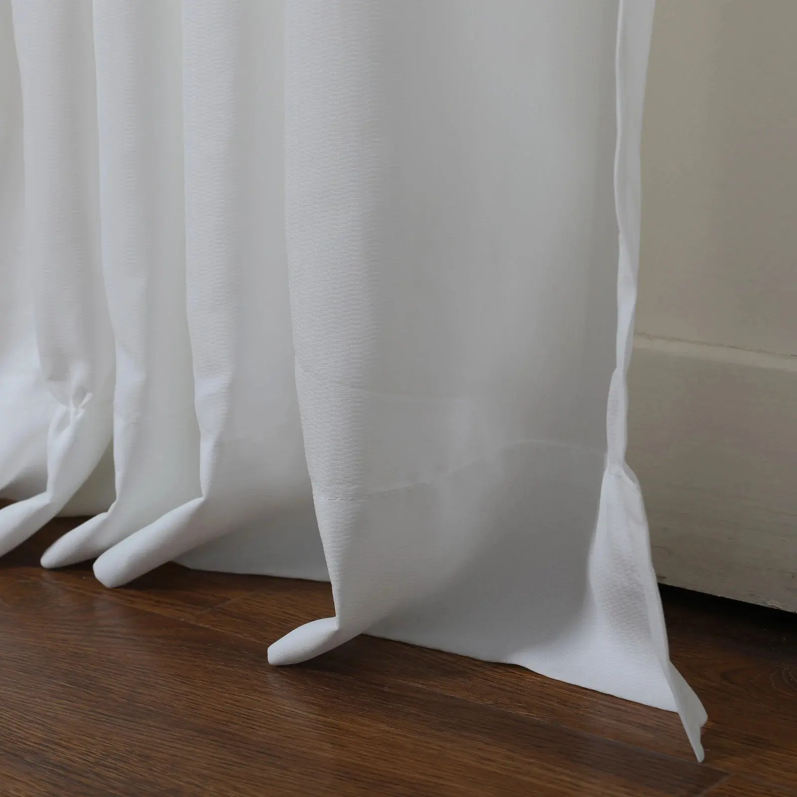 Florida Embossed White Semi Sheer Curtain Pleated - Image 43