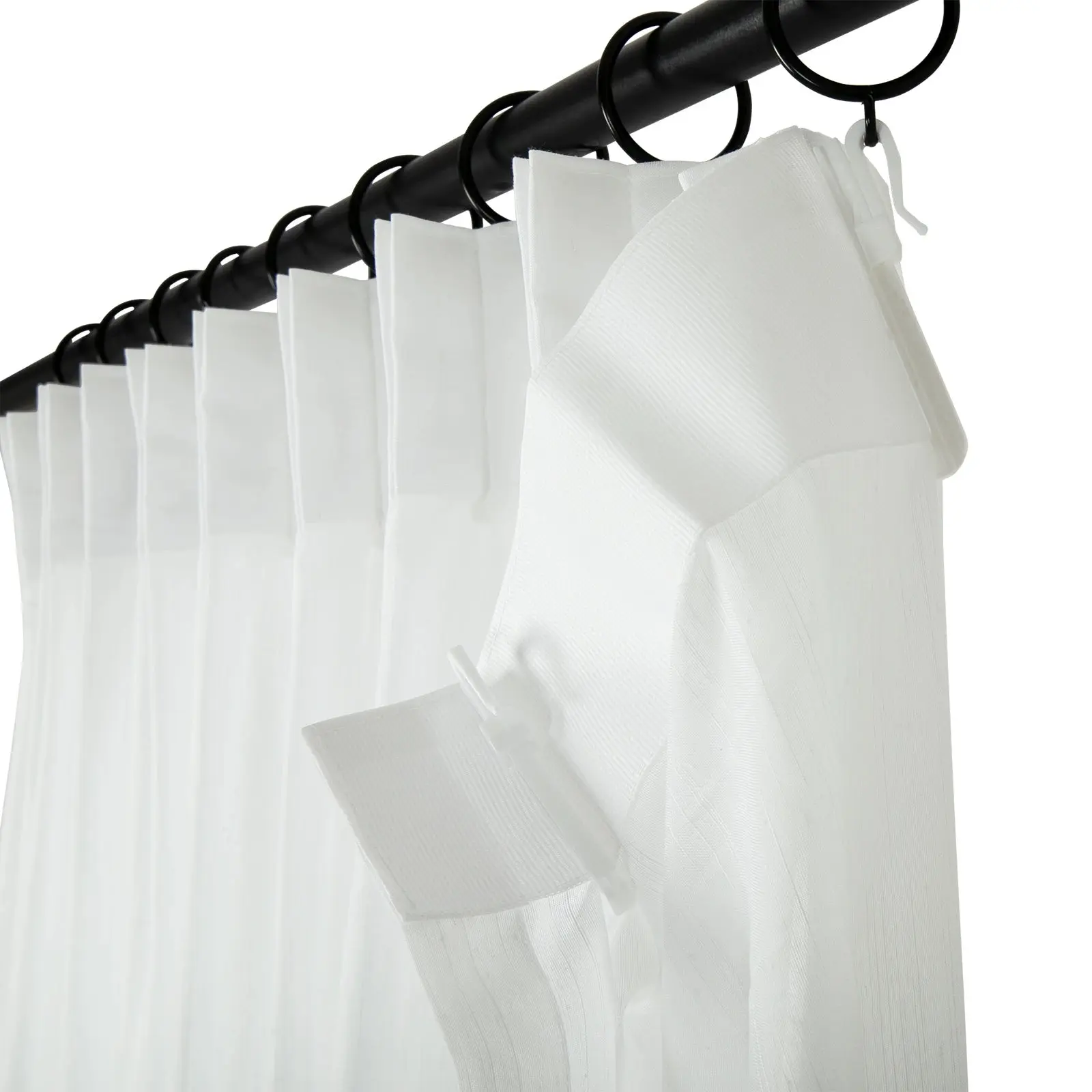 Florida Embossed White Semi Sheer Curtain Pleated - Image 61
