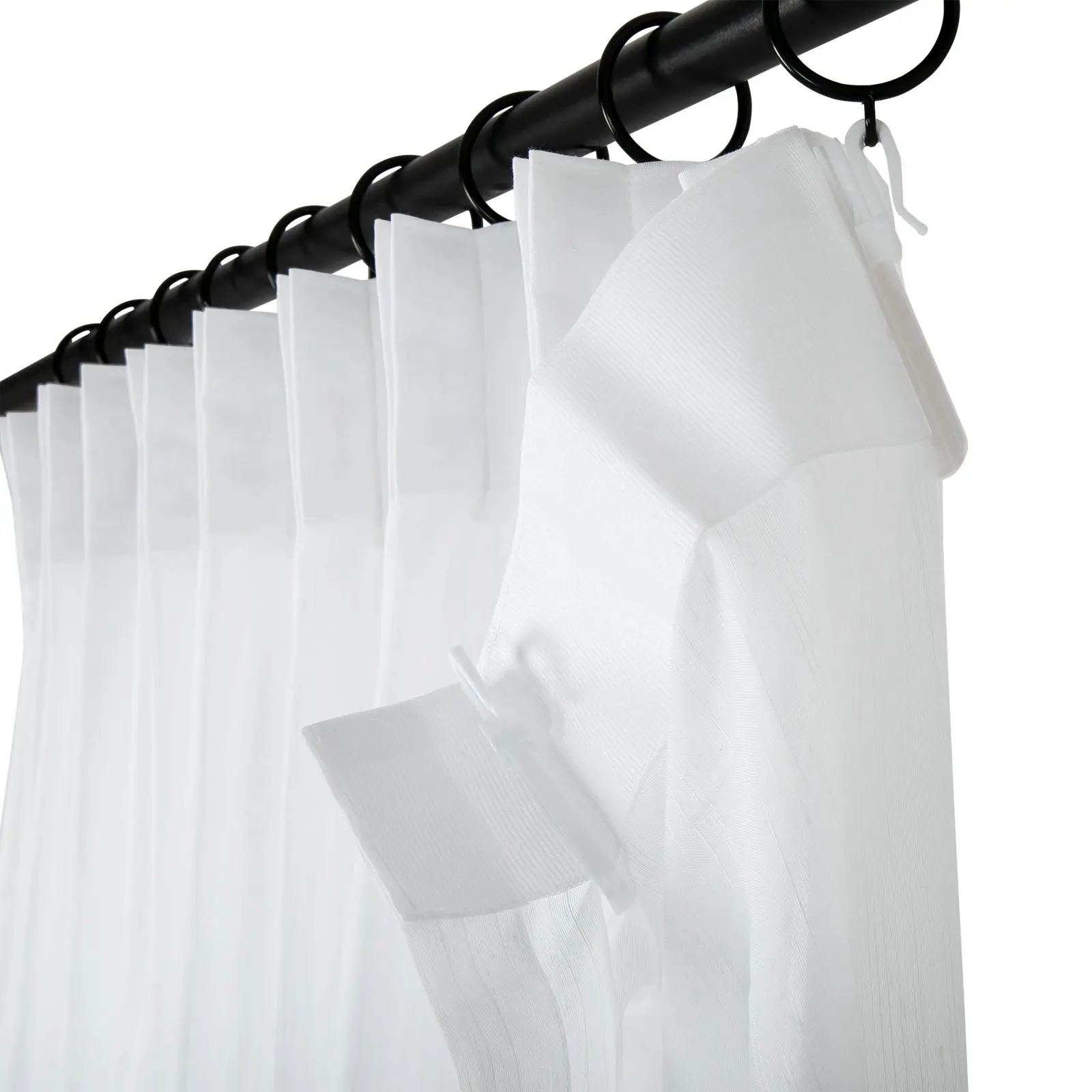 Florida Embossed White Semi Sheer Curtain Pleated - Image 71