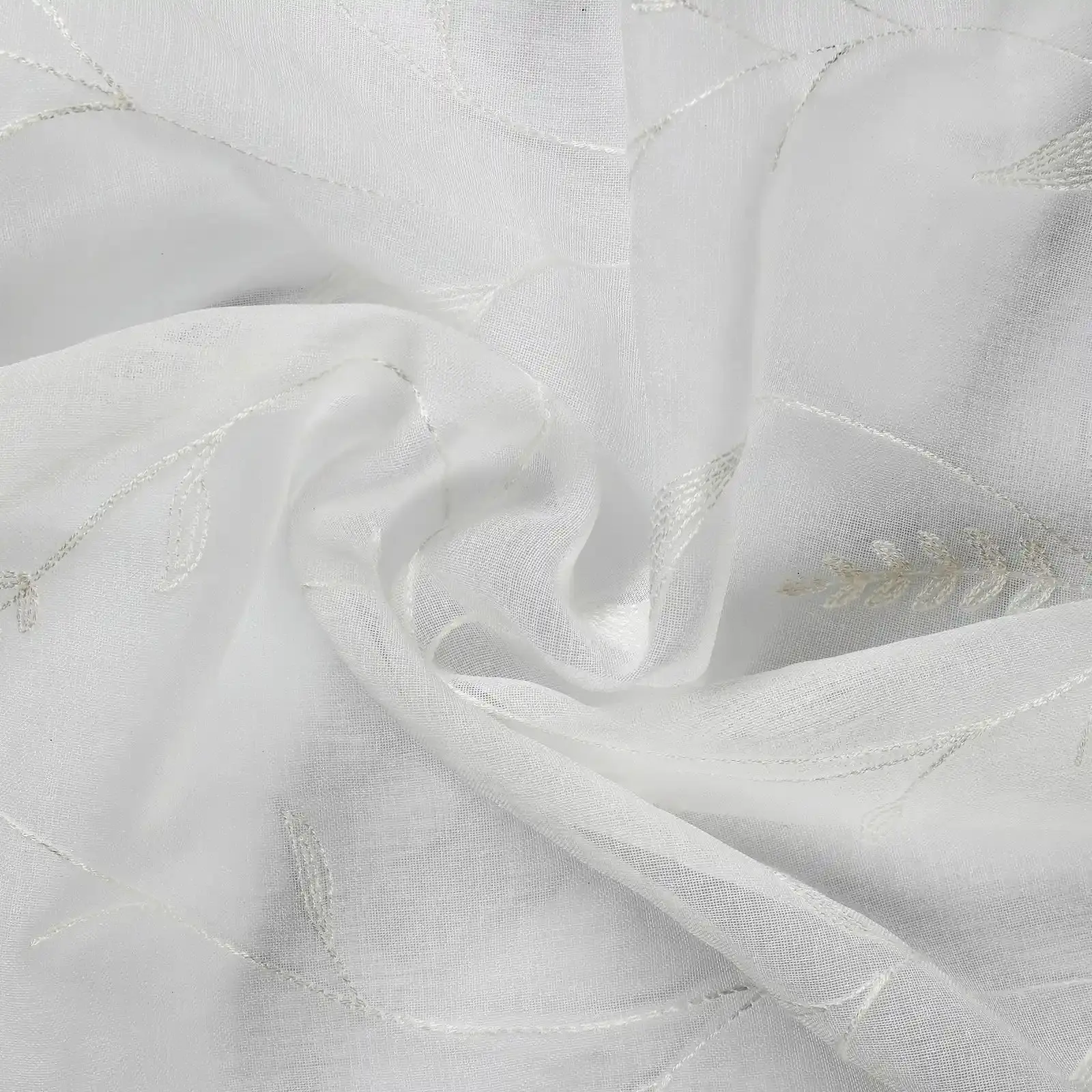 Florida Embossed White Semi Sheer Curtain Pleated - Image 82