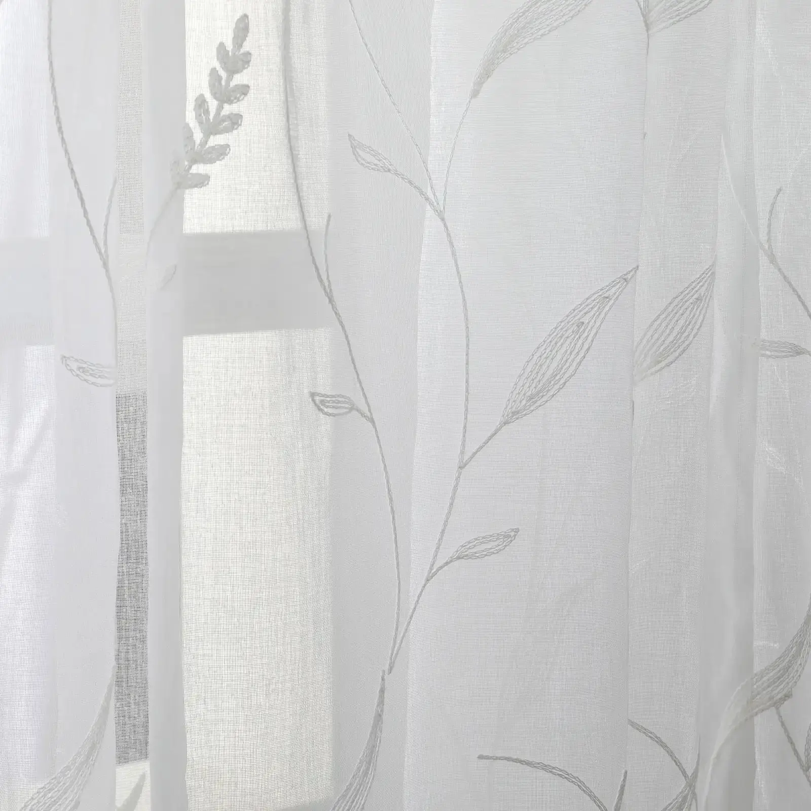 Florida Embossed White Semi Sheer Curtain Pleated - Image 83