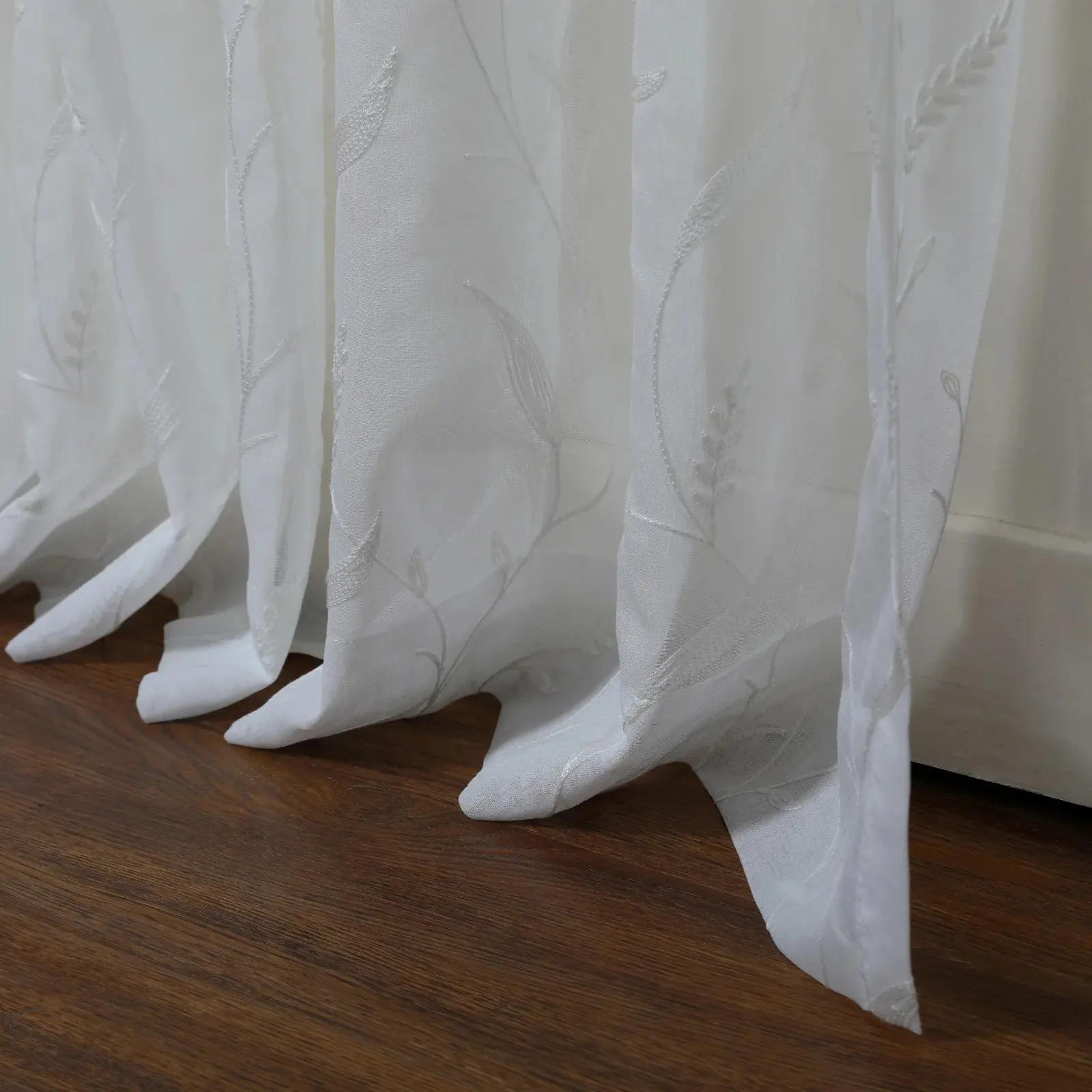 Florida Embossed White Semi Sheer Curtain Pleated - Image 84