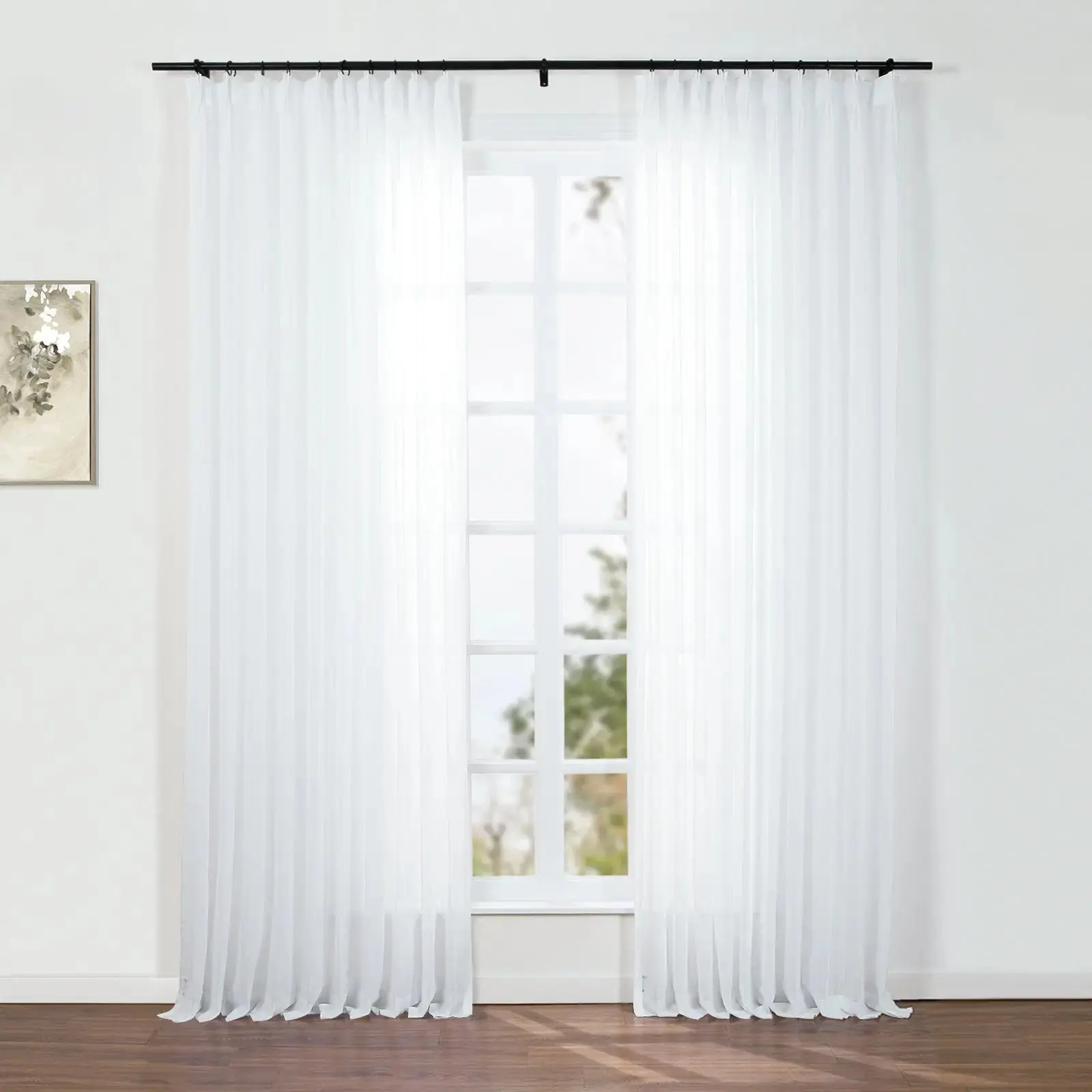 Florida Embossed White Semi Sheer Curtain Pleated - Image 30