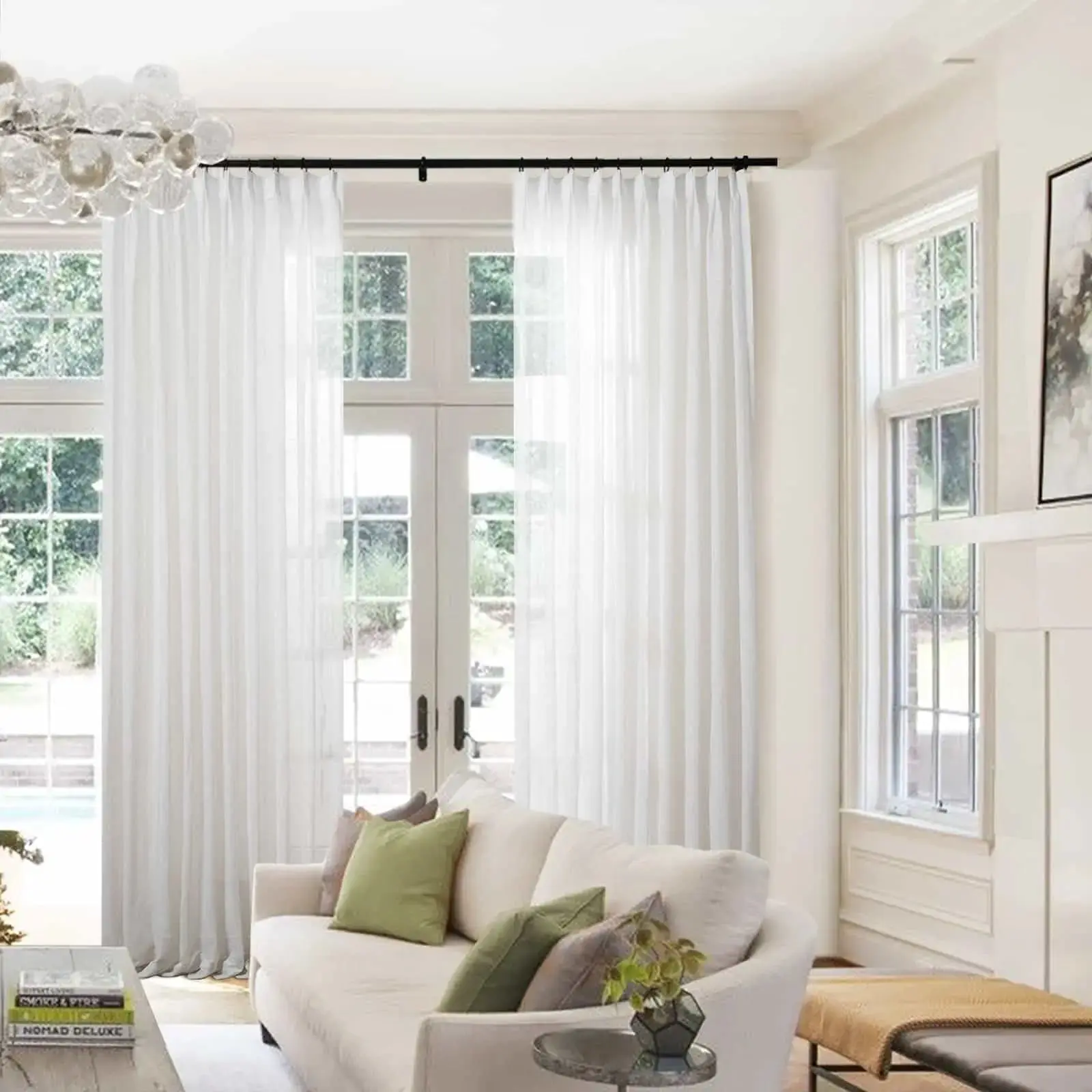 Flynn Airy Lightweight Sheer Curtain Pleated - Image 14