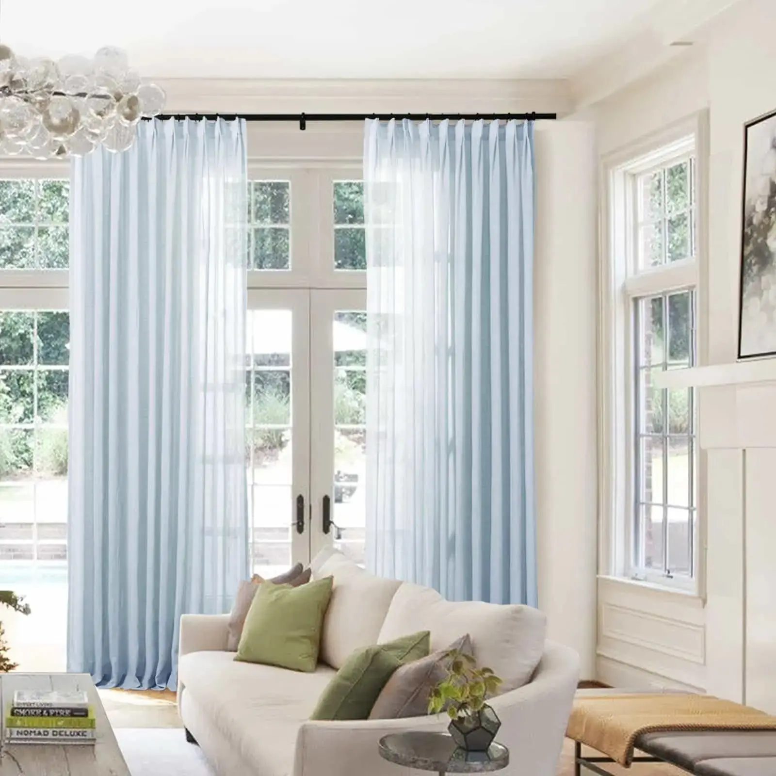 Flynn Airy Lightweight Sheer Curtain Pleated - Image 19