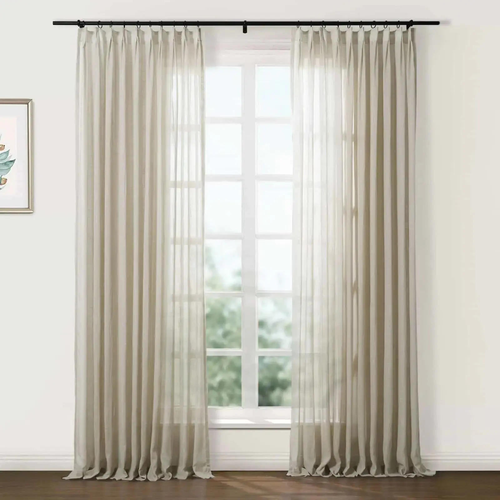 Flynn Airy Lightweight Sheer Curtain Pleated - Image 31