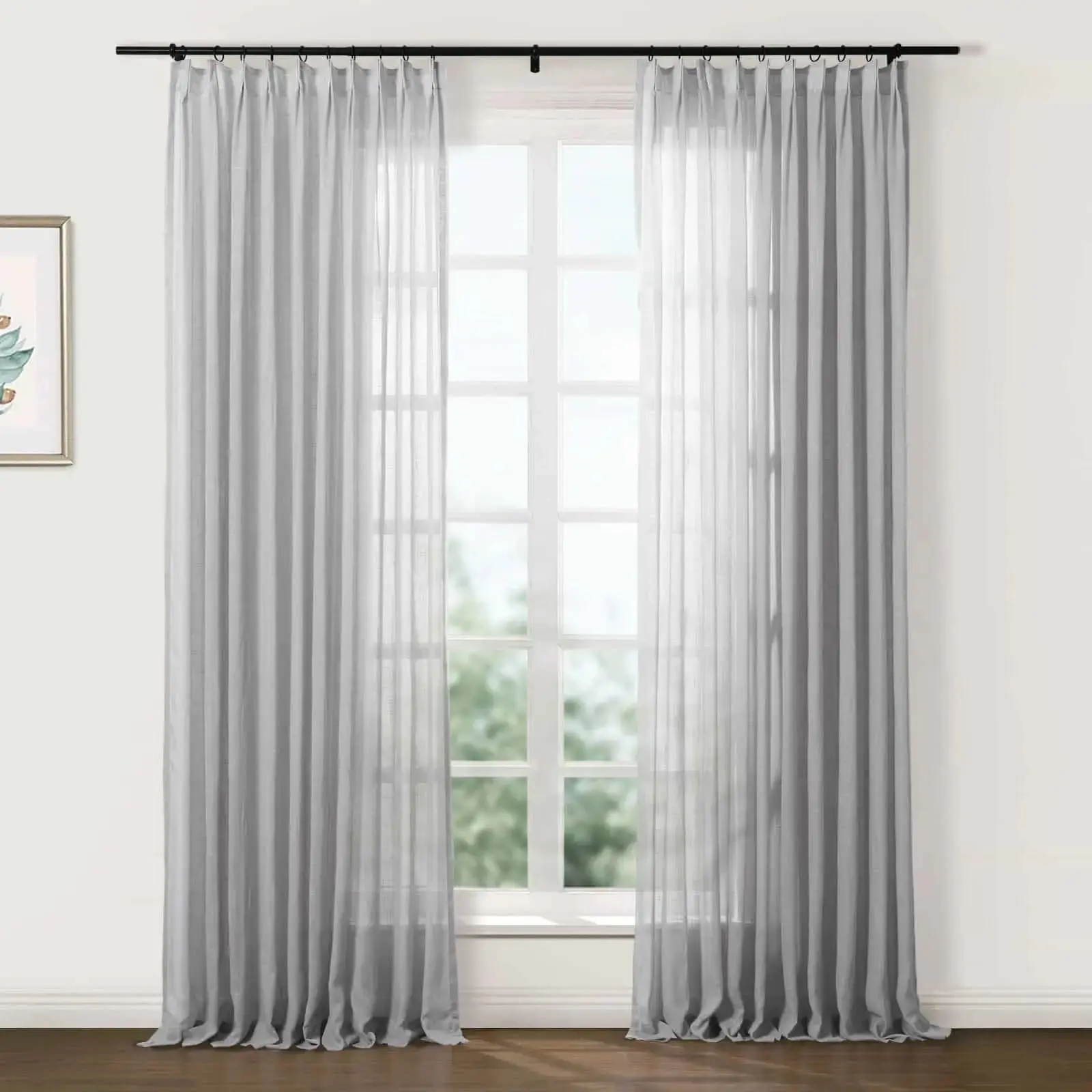 Flynn Airy Lightweight Sheer Curtain Pleated - Image 36