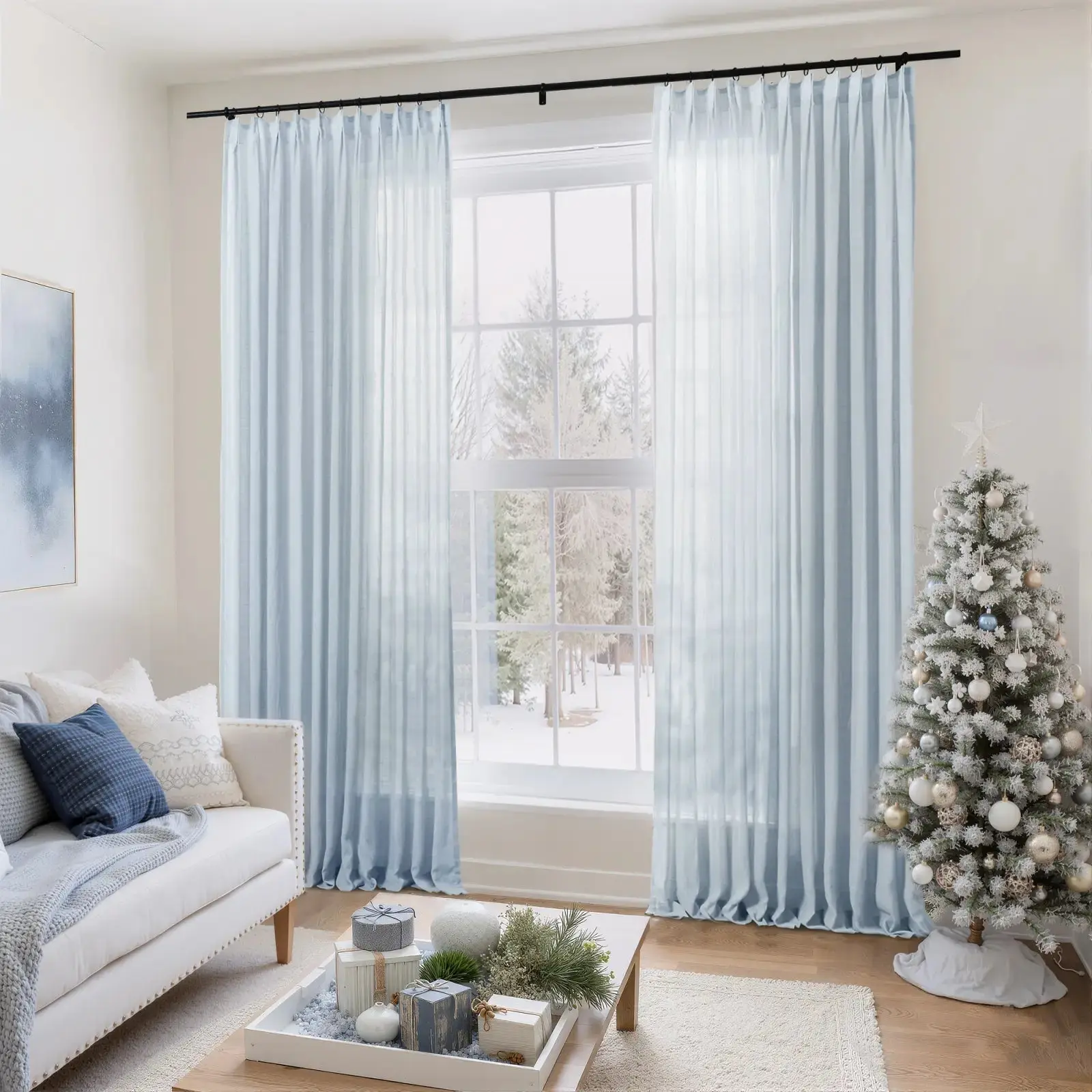 Flynn Airy Lightweight Sheer Curtain Pleated - Image 18
