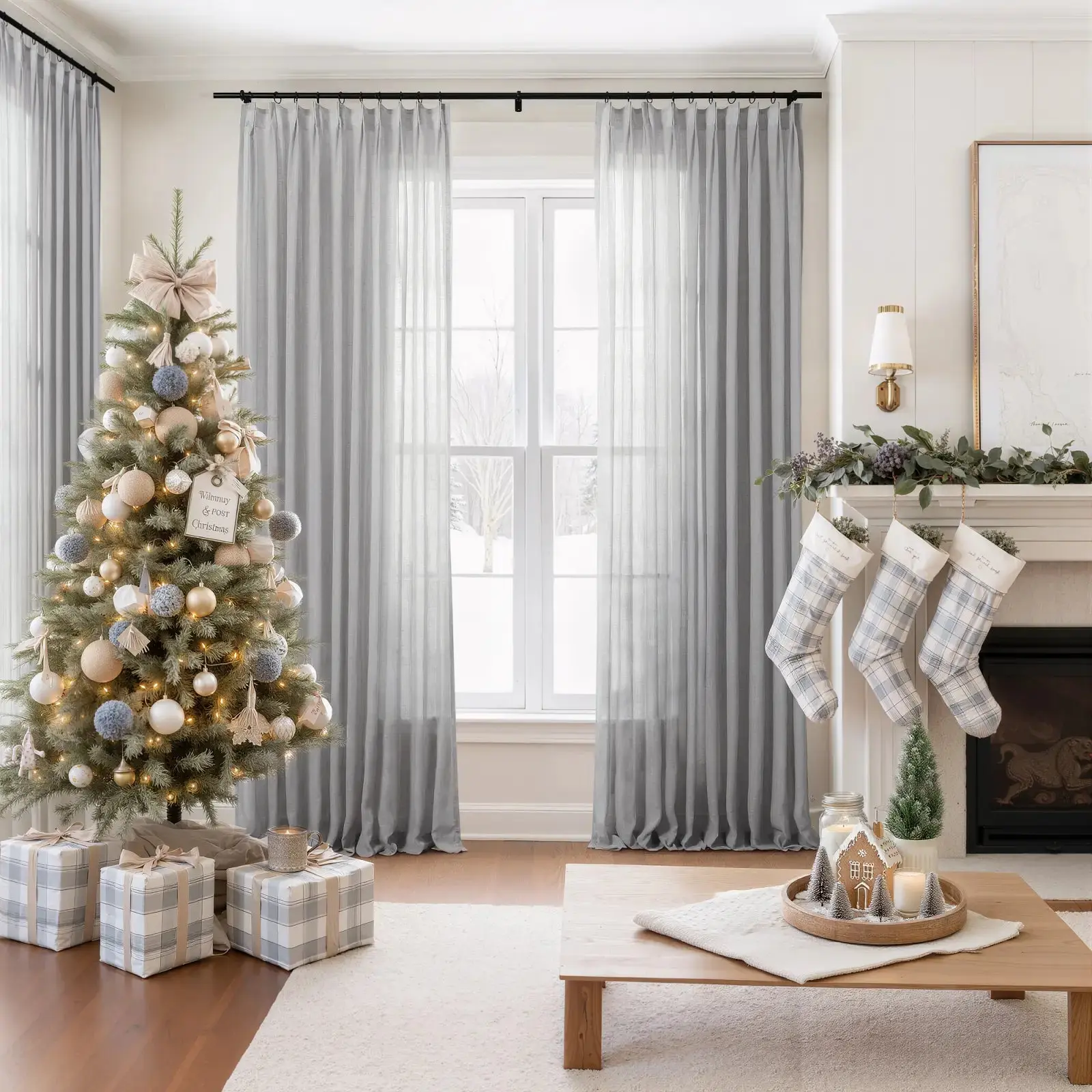 Flynn Airy Lightweight Sheer Curtain Pleated - Image 32