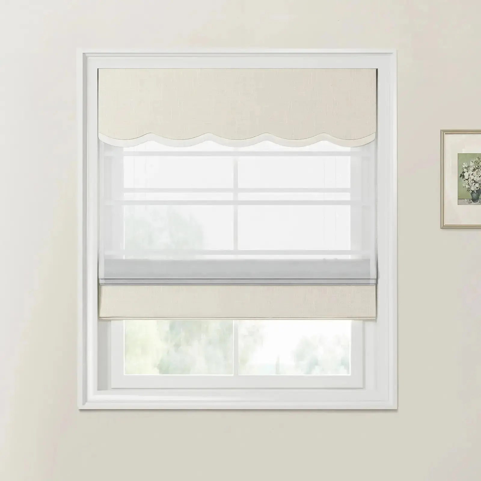 Custom Valanced Day Night Roman Shade Cord Lift - Image 31