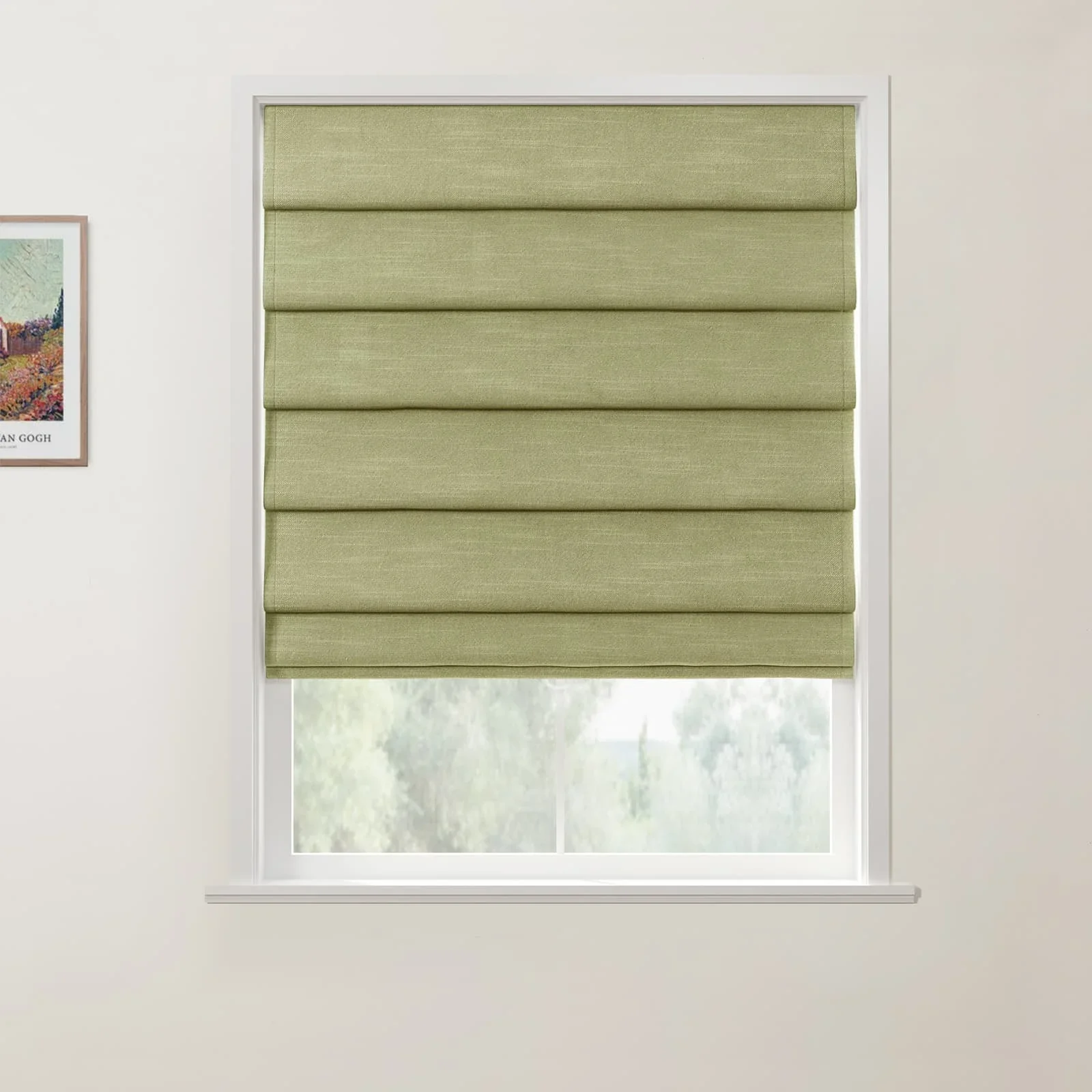 Jawara Linen Cotton Deco Fold Roman Shade Cordless - Image 23