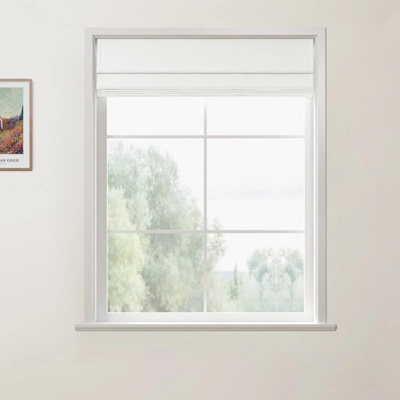 Jawara Linen Cotton Deco Fold Roman Shade Cordless - Image 3