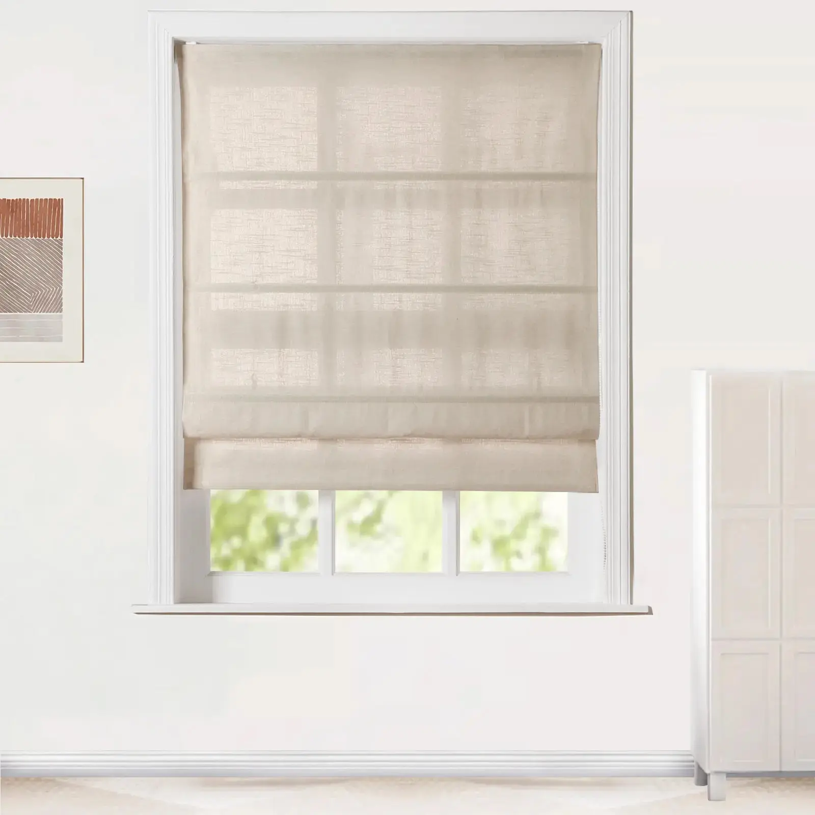Jawara Linen Cotton Roman Shade Cord Lift - Image 26